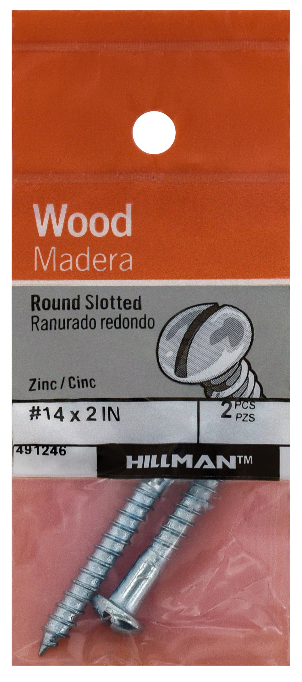 Hillman 491246 #14 x 2-in Zinc-plated Interior Wood screws ( 2 -Per Box )