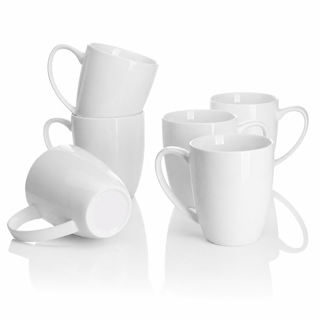 Aoibox  12 oz White Porcelain Lettered Coffee Mug Set of 6 for Kitchen and Dining Lettered 5 x 5 x 4 2 in