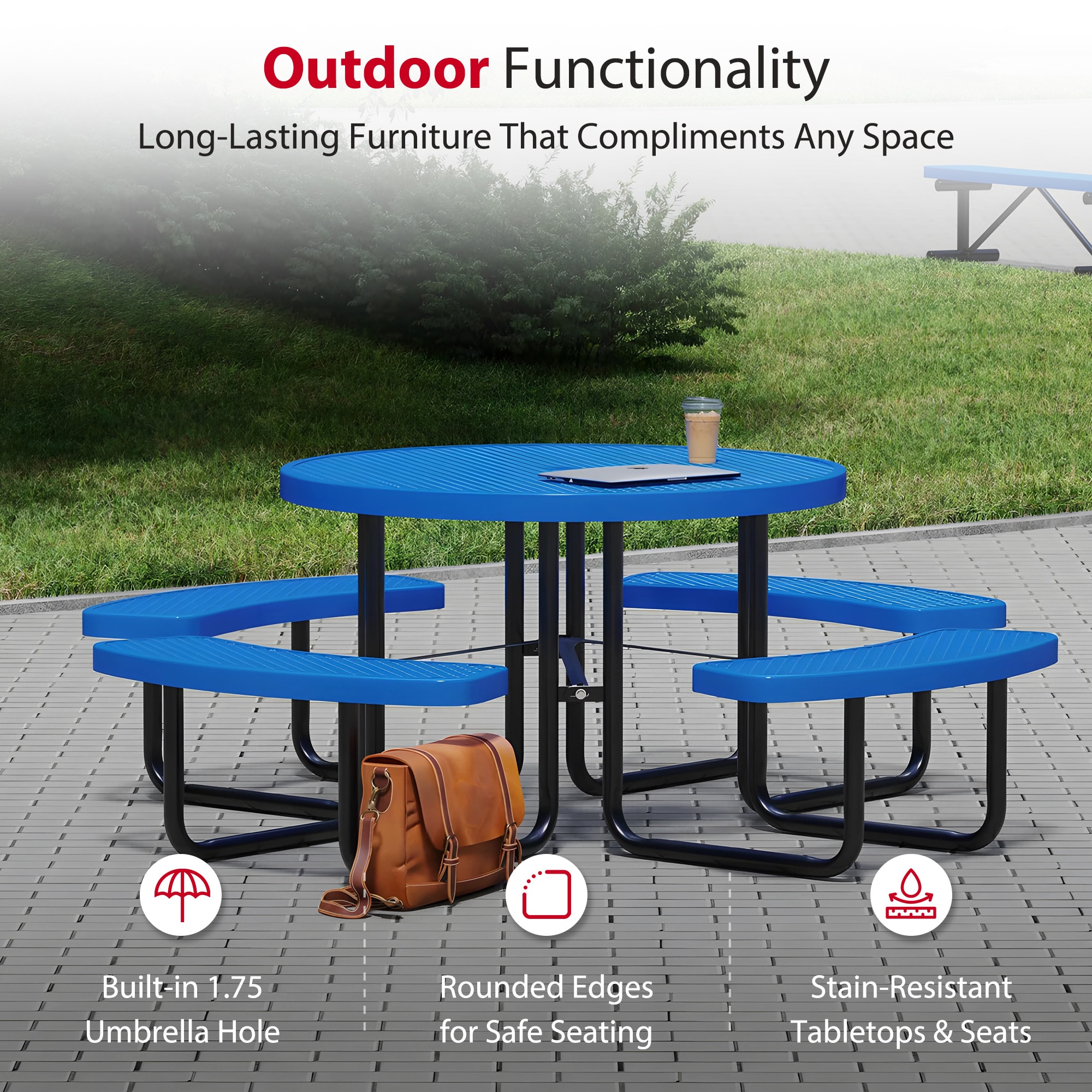 LeisureCraft T46ROP-BLUE Picnic-Tables - View #4