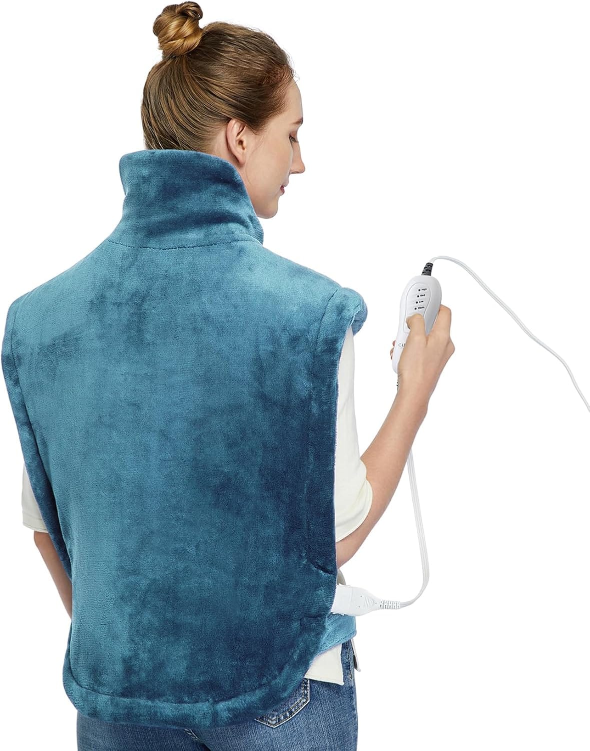 GAOMON 33x22 In Weighted Heating Pad for Neck Shoulders and Back 4 Heat Settings 2-Hour Auto-Off Teal