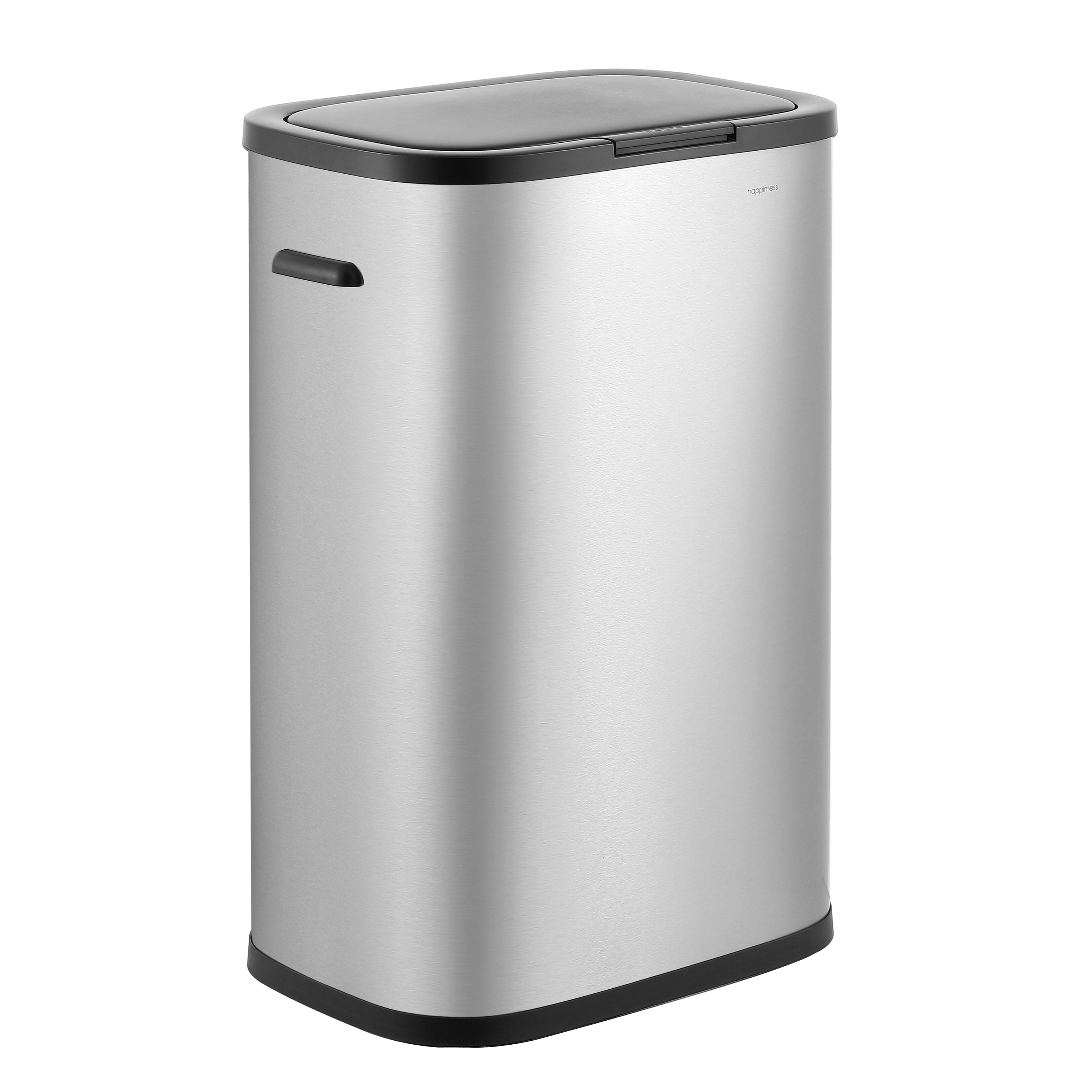happimess HPM1017A 14.5 Gallon Platinum Silver Steel Indoor Kitchen Swing/Push Lid Trash Can