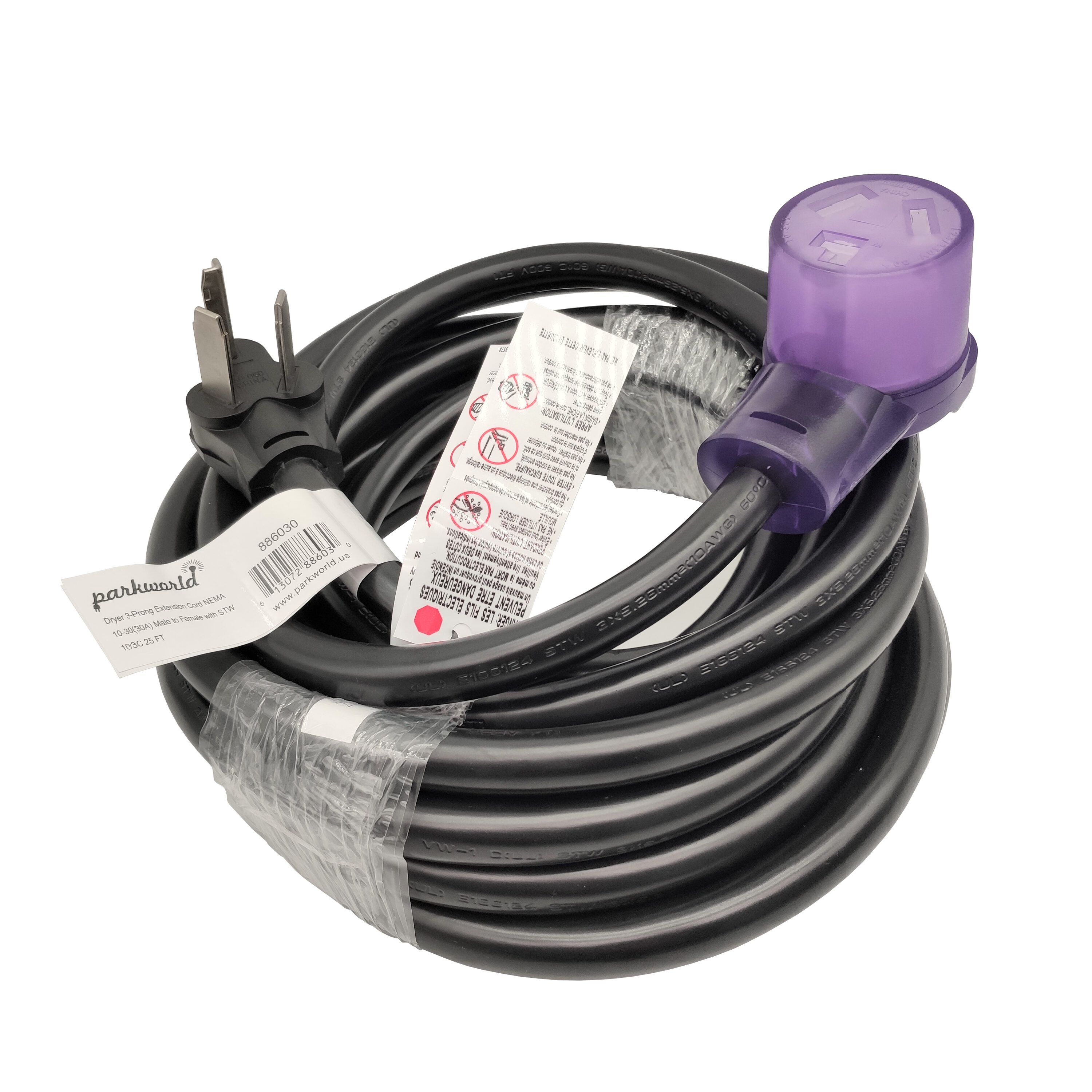 parkworld 886030 25-ft 10 / 3 3 Prong Black Indoor/Outdoor STW Heavy Duty General Extension Cord