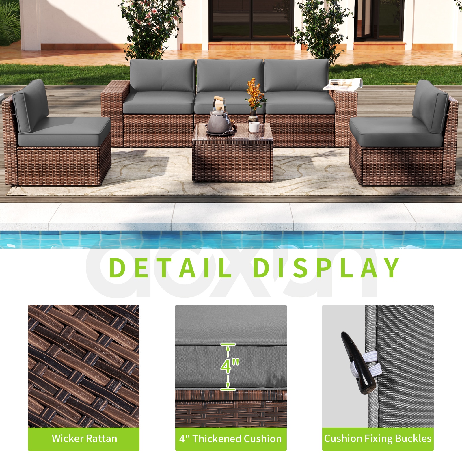 AOXUN G12039RDAB-PCS6 Patio-Conversation-Sets - View #3