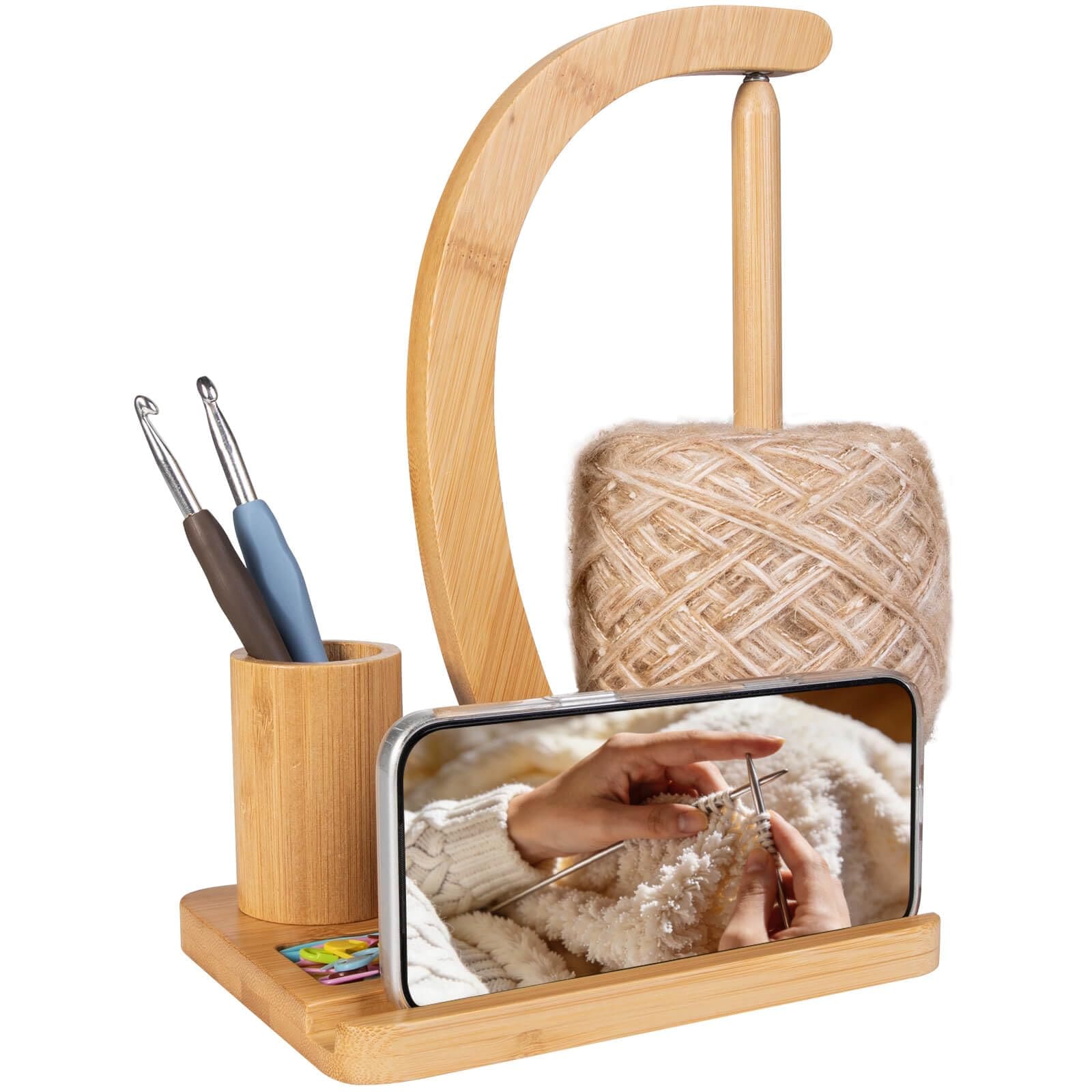 Anqtovp Bamboo Yarn Holder Magnetic Rotating Anti Tangle 1 Piece 1.1lbs ...