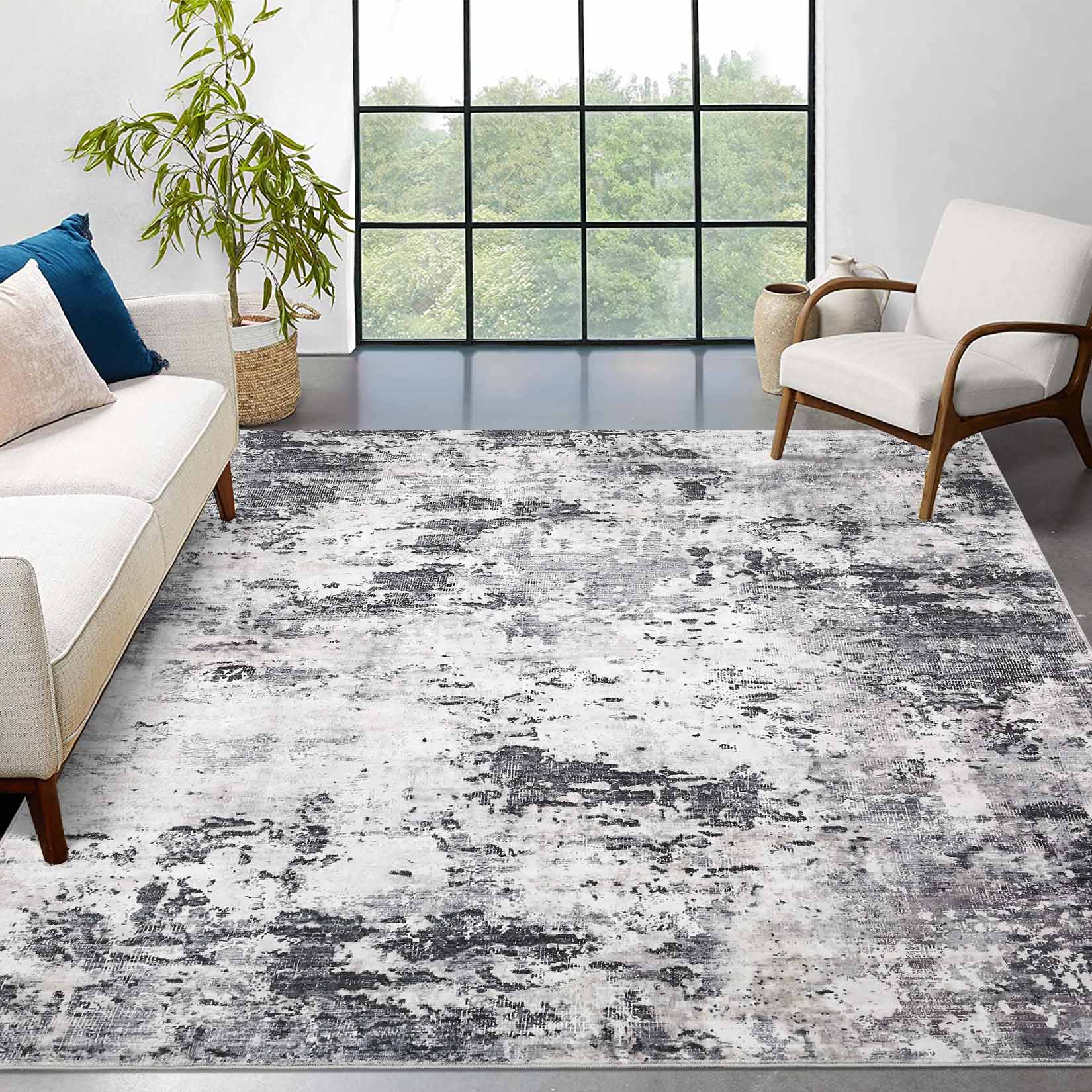 Garvee YXY-LO-PHO-16ILN4EY 8 x 10 (ft) Loomed Polyester Green/Brown Rectangular Indoor Abstract Mid-Century Modern Machine washable Area rug