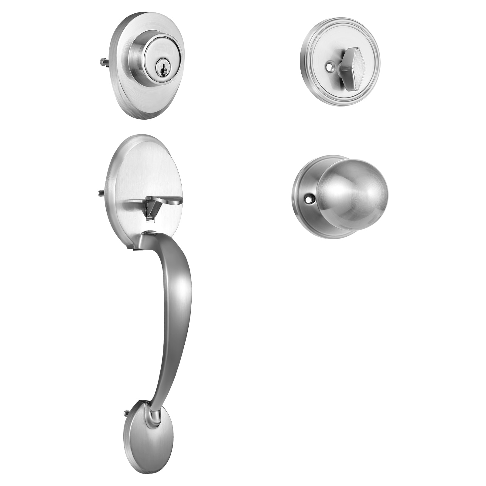 VEVOR SCXNSBDMNDSH02916V0 Front Door Lock Set 1-3/8 to 1-3/4-IN Satin Nickel Single-Cylinder Interior/Exterior Hall/Closet Privacy Door Handle Combo Pack