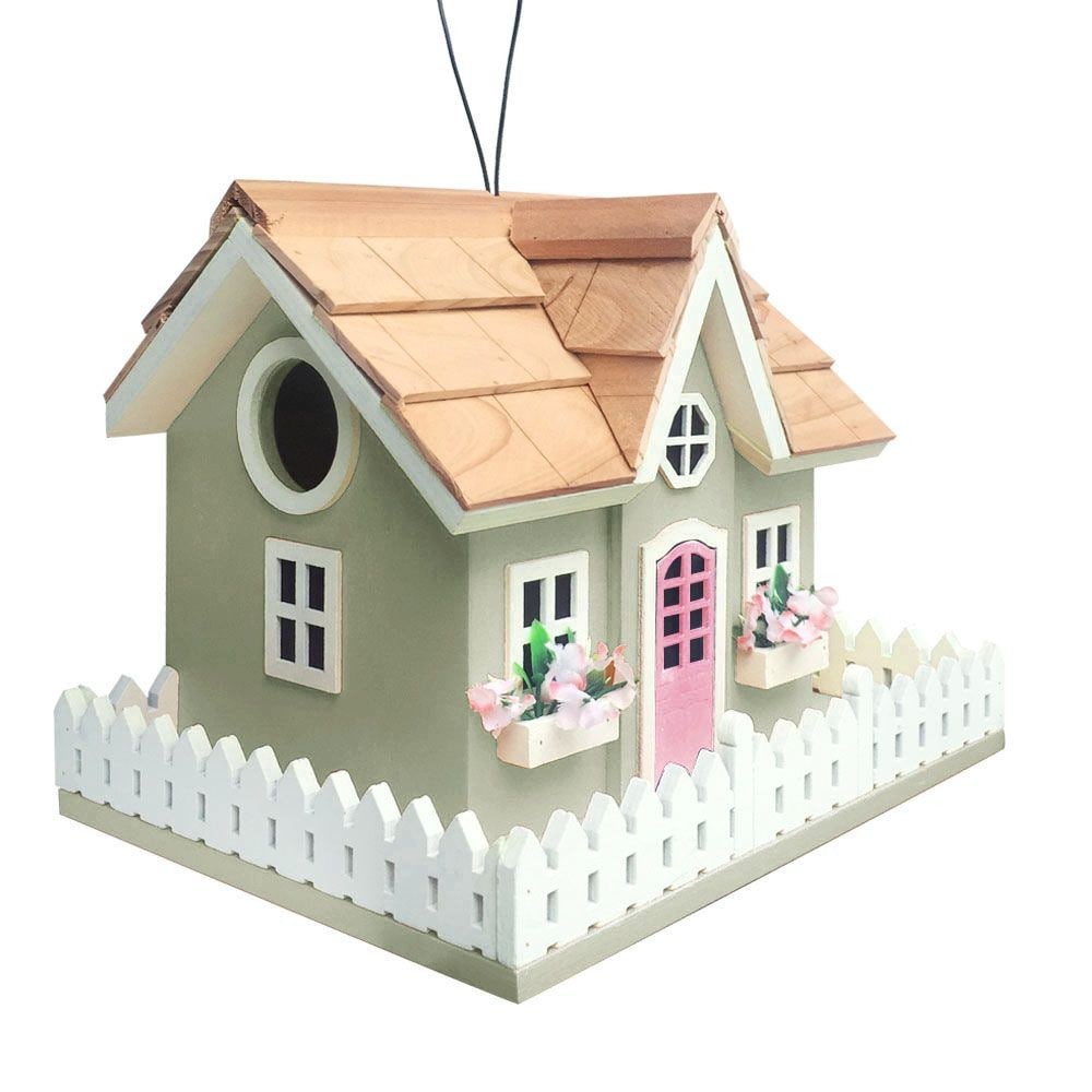 Home Bazaar HB-7603S 6.25-Inches H Green Wood Finches Aviary Bird House