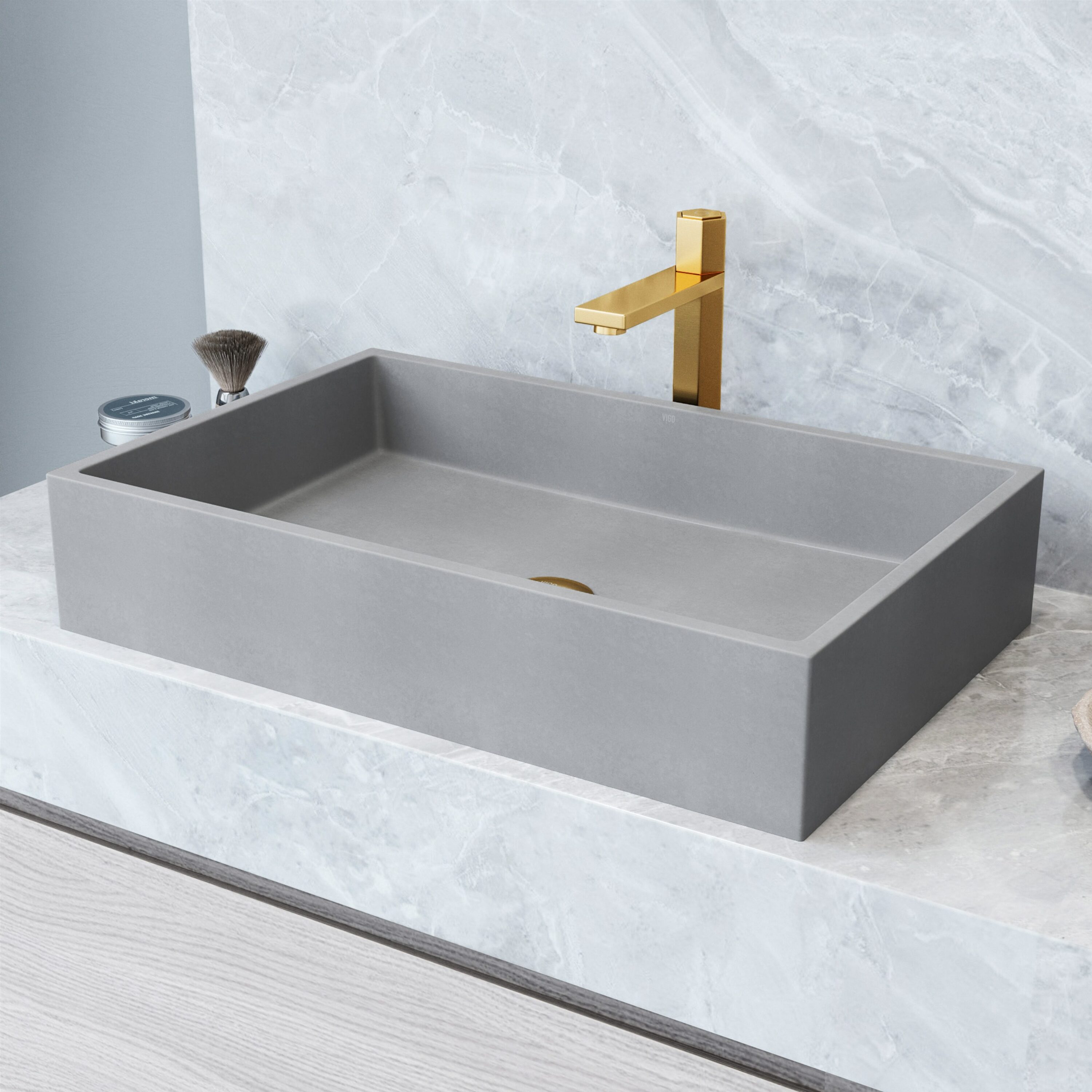 Concreto Stone 24" Gray Rectangular Vessel Bathroom Sink