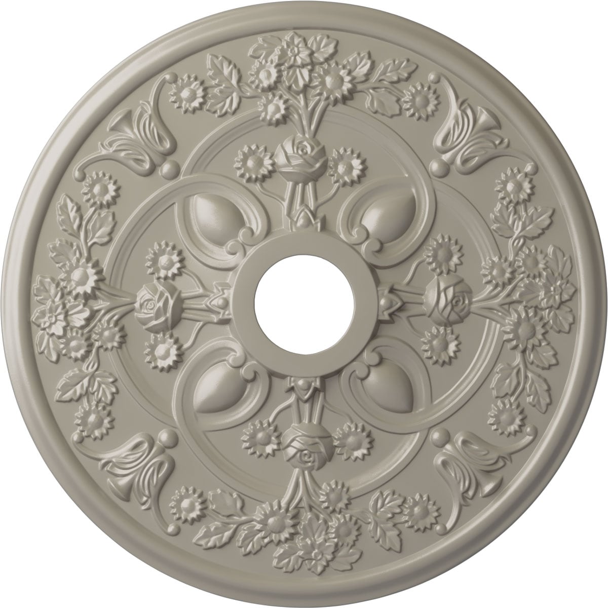 Ekena Millwork CM30ROPWS Rose 30.875-in W x 30.875-in L Painted Pearl White Polyurethane Whole Ceiling Medallion