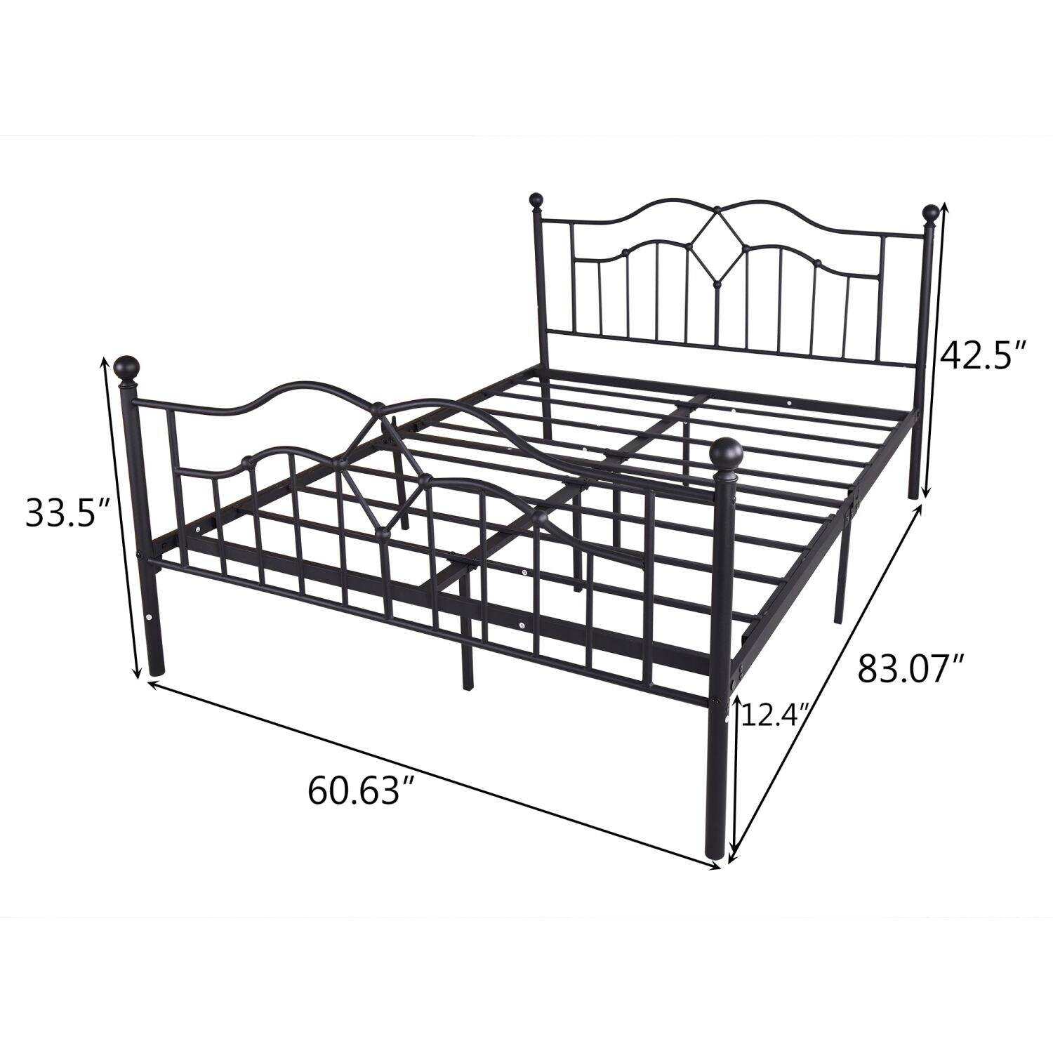 JASMODER Black Queen Composite Platform Bed at Lowes.com