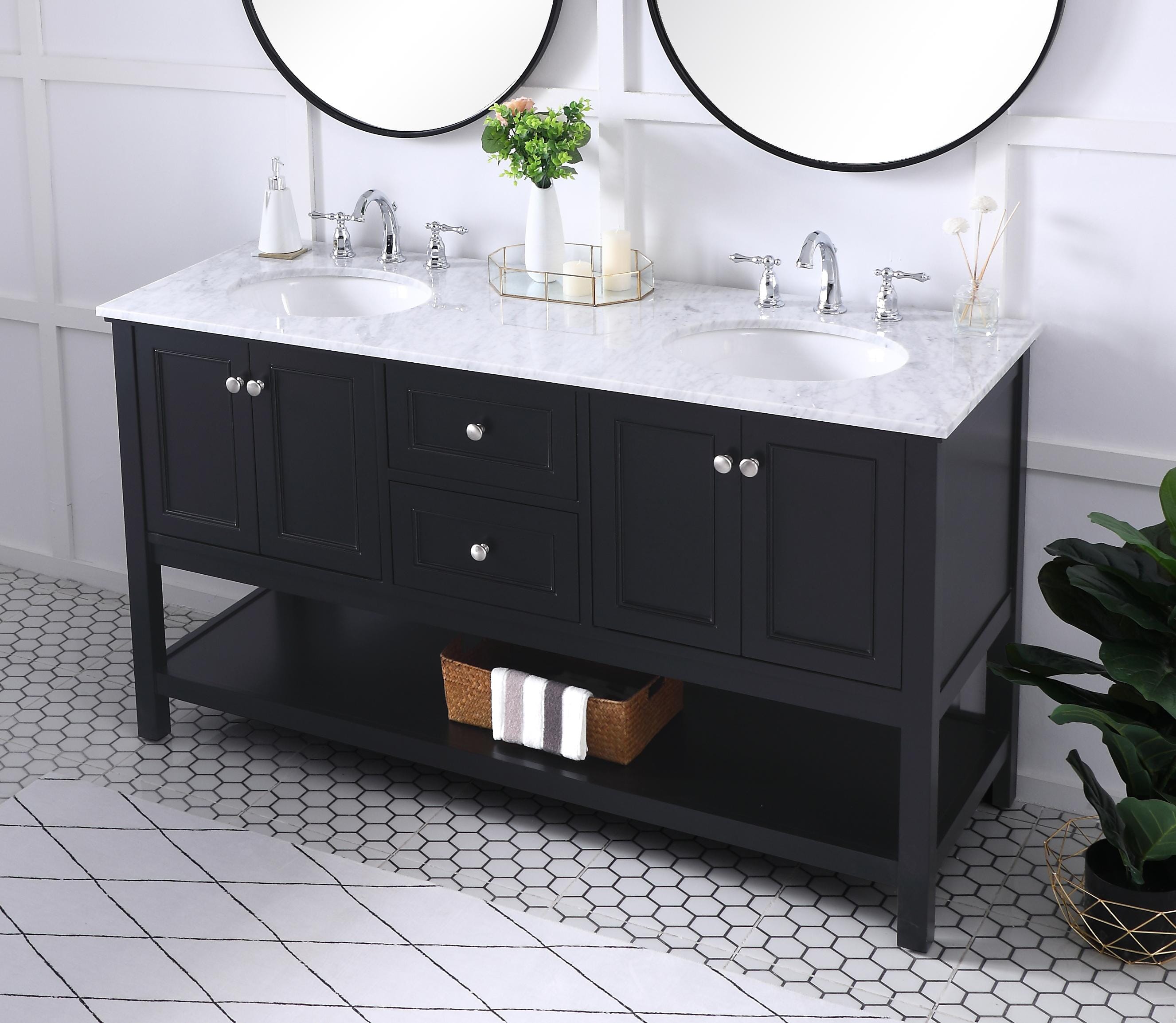 Simply Living Home Highpoint 60 in. Double Sink Bathroom Vanity Set in ...