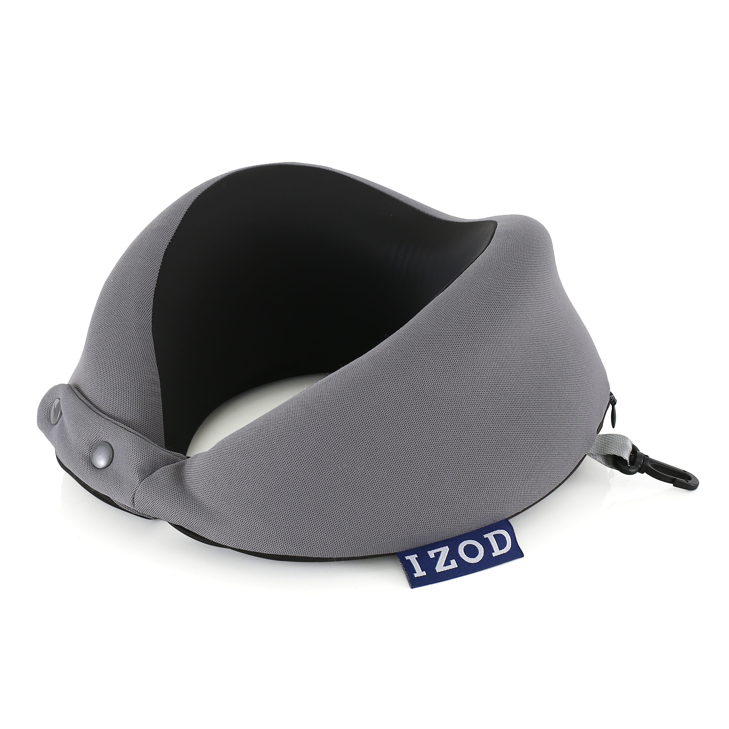 IZOD Moon Memory Foam Wrap Around Travel Neck Pillow with 360-Degree Support - Grey