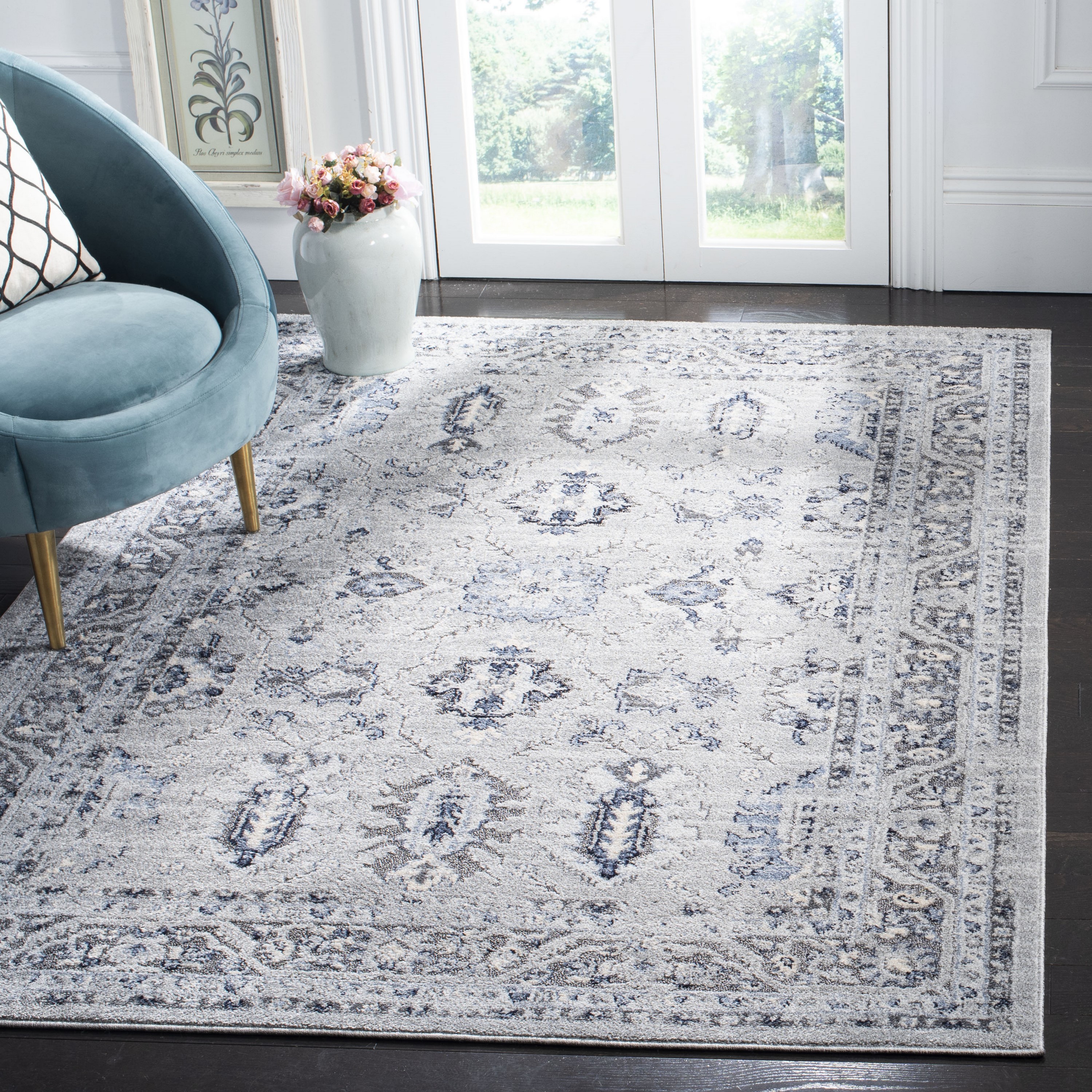 Safavieh HBR147G-5 Harbor Torenze 5 x 8 (ft) Loomed Polypropylene Light Gray/Dark Gray Rectangular Indoor Distressed/Overdyed Vintage Area rug