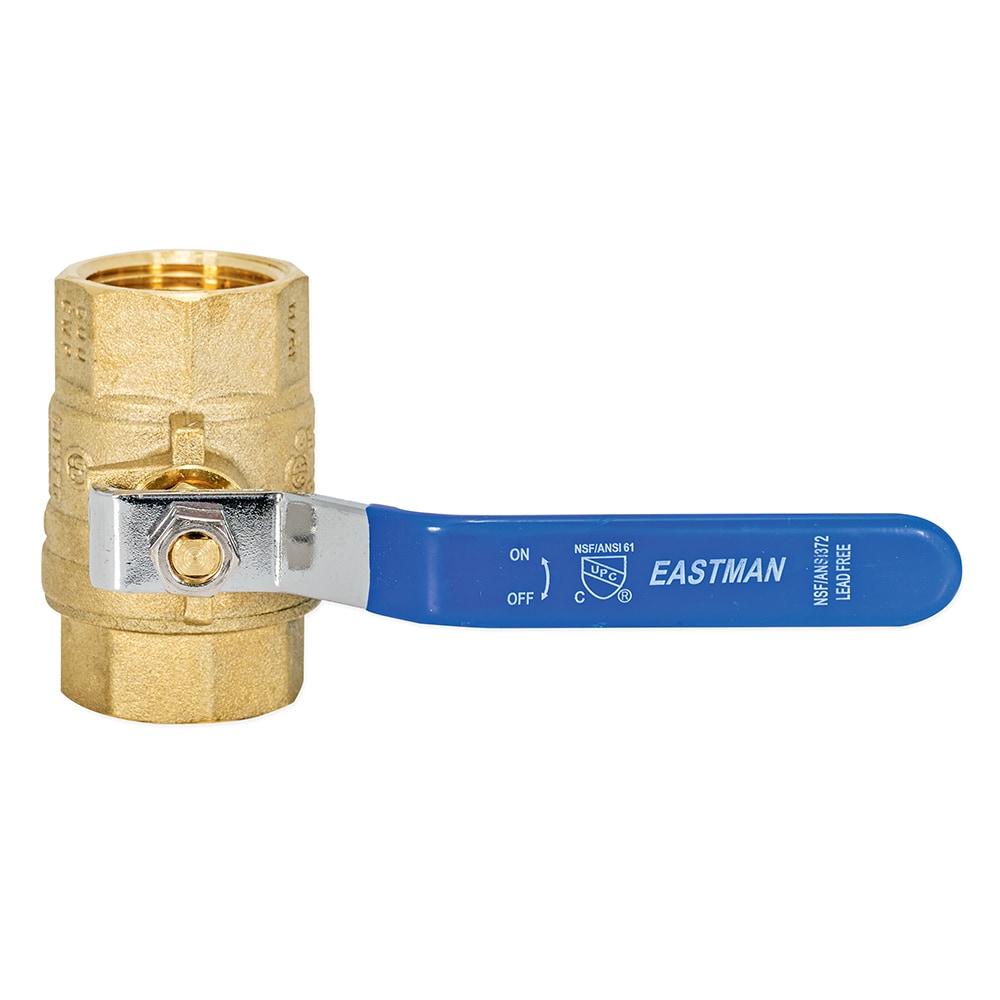 Eastman 1-Inch Brass Full Port Ball Valve with Blue Handle