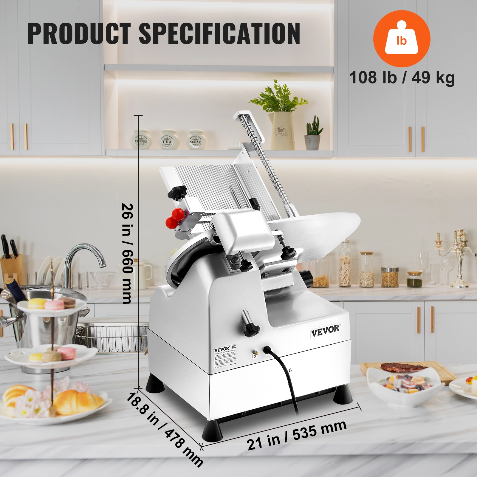 Silver 10" Stainless Steel Electric Meat Slicer with Safety Lock