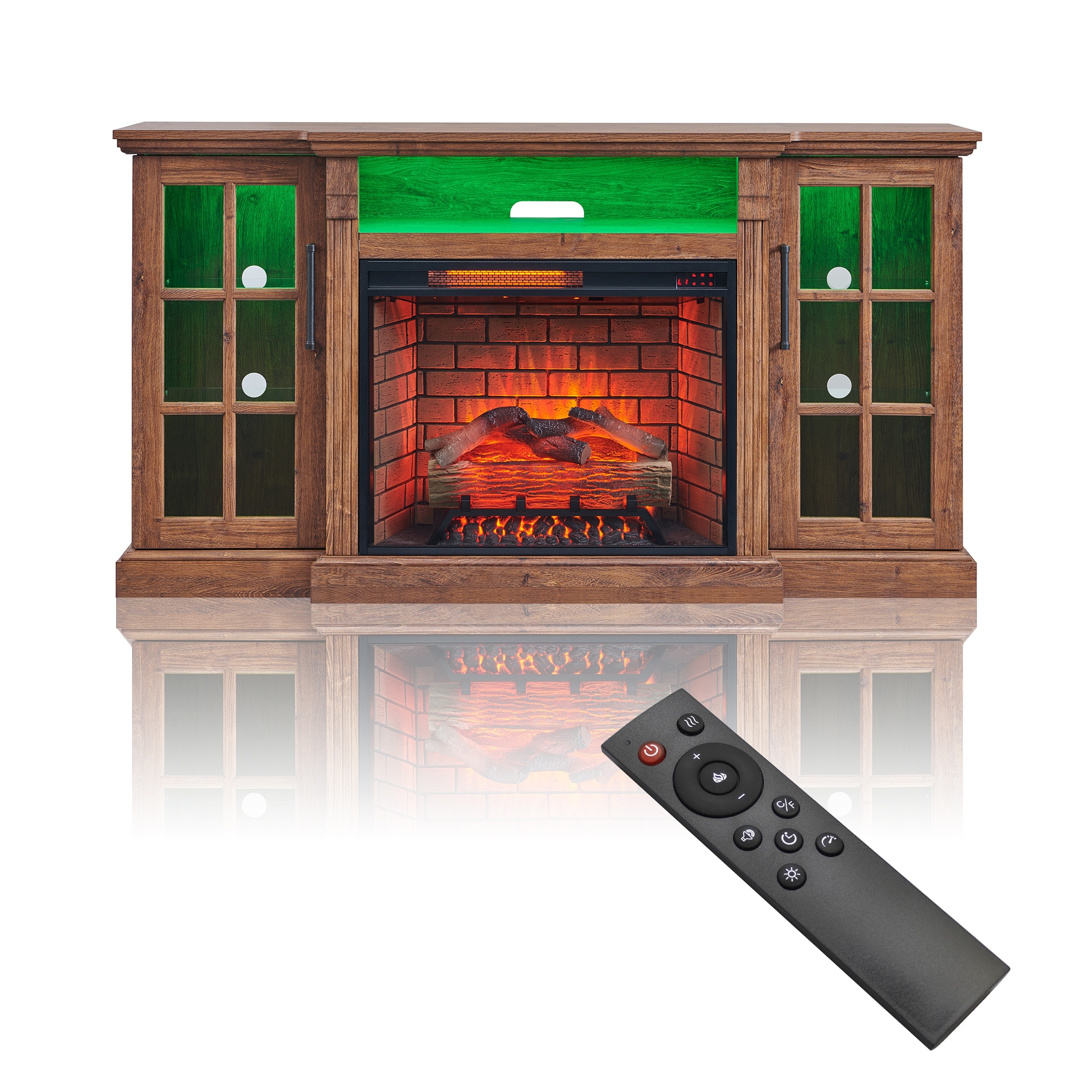 Boyel Living 65-in Fireplace TV Stand for TVs up to 75-in with 28-in Electric Fireplace and LED Light