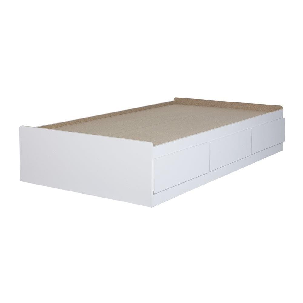 Pure White Twin Captain's Bed with 3 Drawers