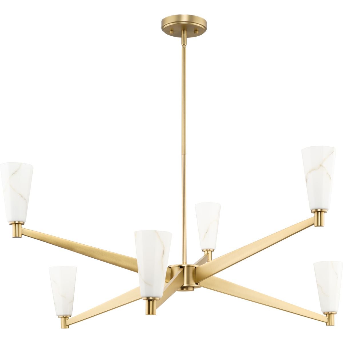 Tosca 41'' Brushed Bronze 6-Light Chandelier with Faux Alabaster Shades