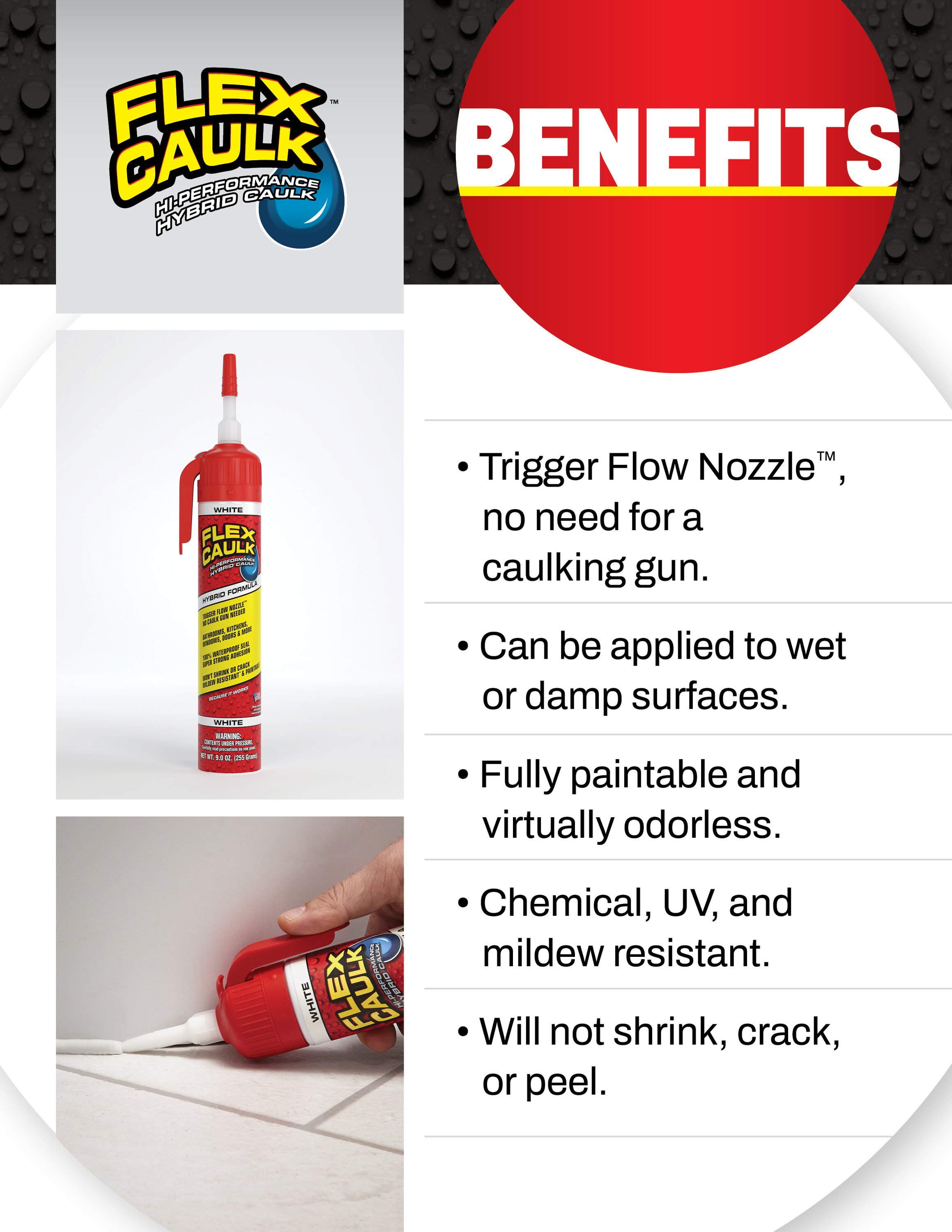 Flex Caulk 6.5-oz Multi-use Clear Paintable Advanced Sealant Caulk ...