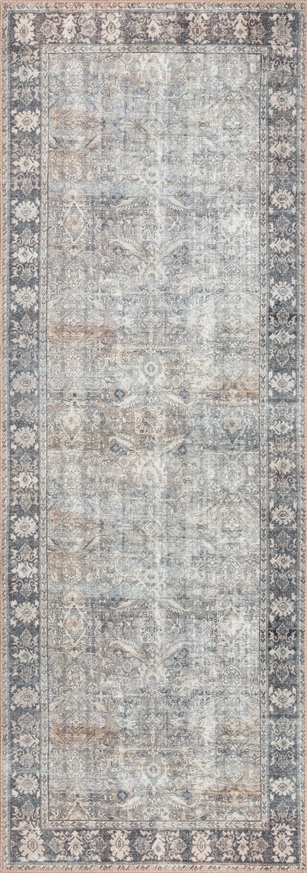 Wynter Oriental Grey Charcoal Synthetic Area Rug 3'6" x 5'6"