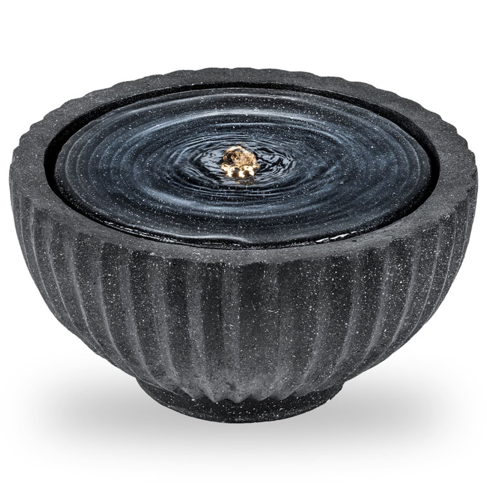 SUGIFT 18-in Outdoor Round Sphere Water Fountain with LED Lights and Submersible Pump 17.5-lb Resin Gray Backyard Garden Patio Decor