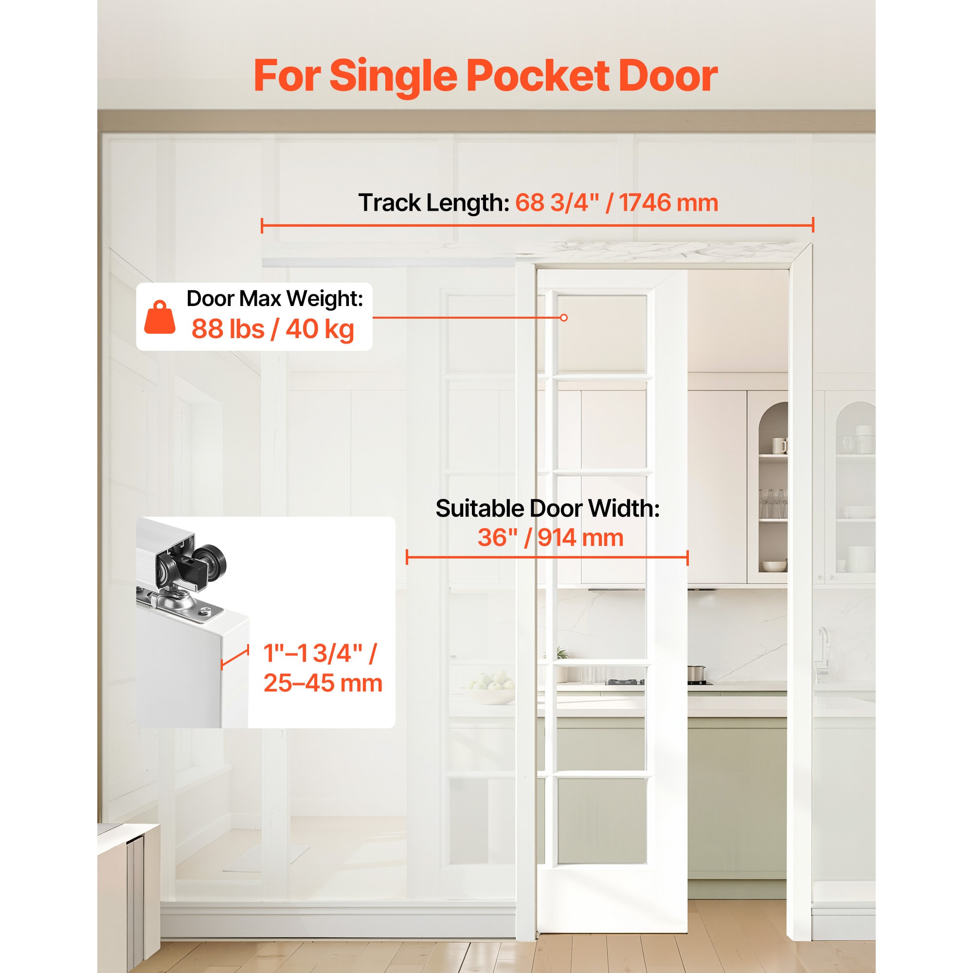 VEVOR SCTLMTZ6FTYS15859V0 Pocket-Door-Hardware-Kits - Thumbnail View #2