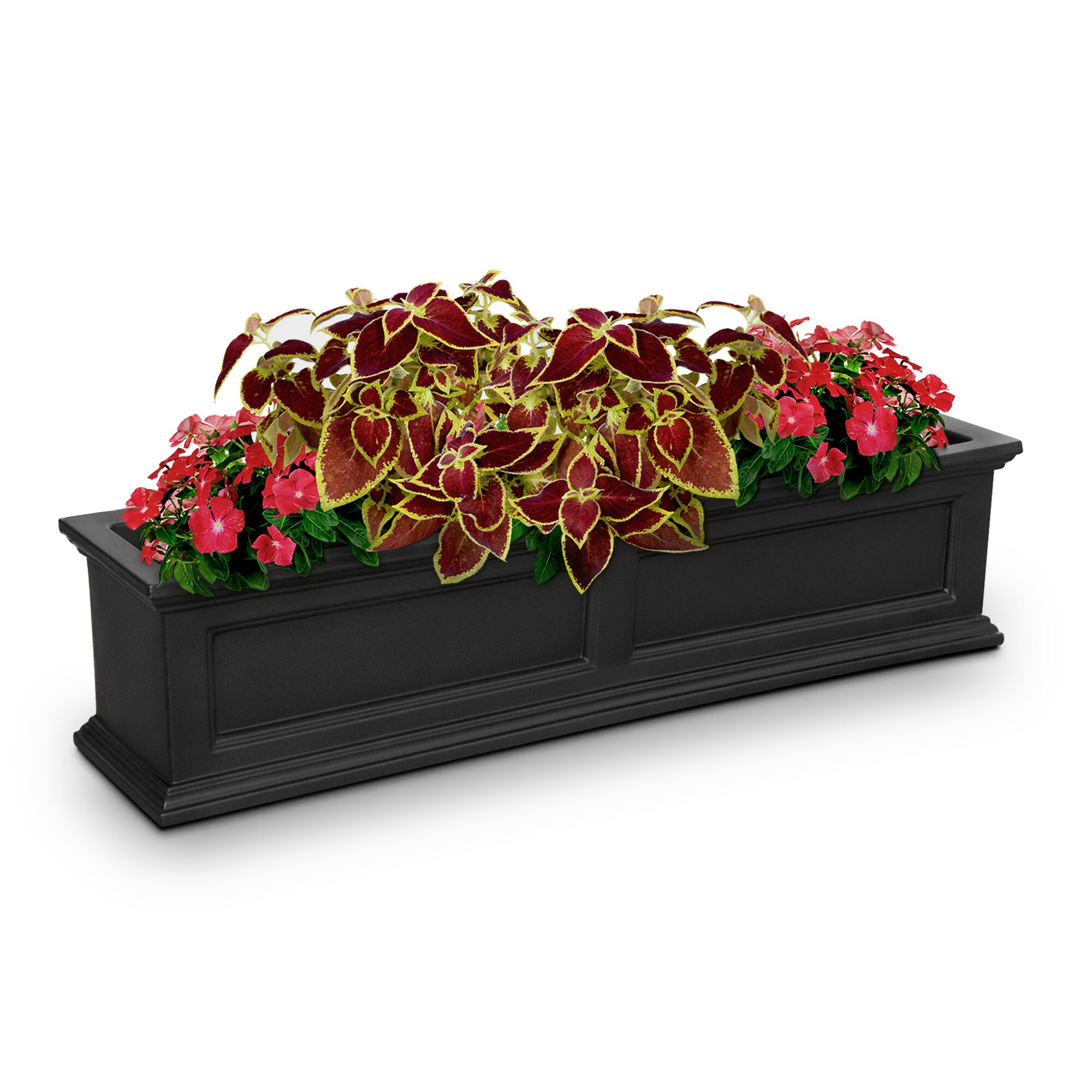 Black Polyethylene Self-Watering Window Box Planter, 48-inch