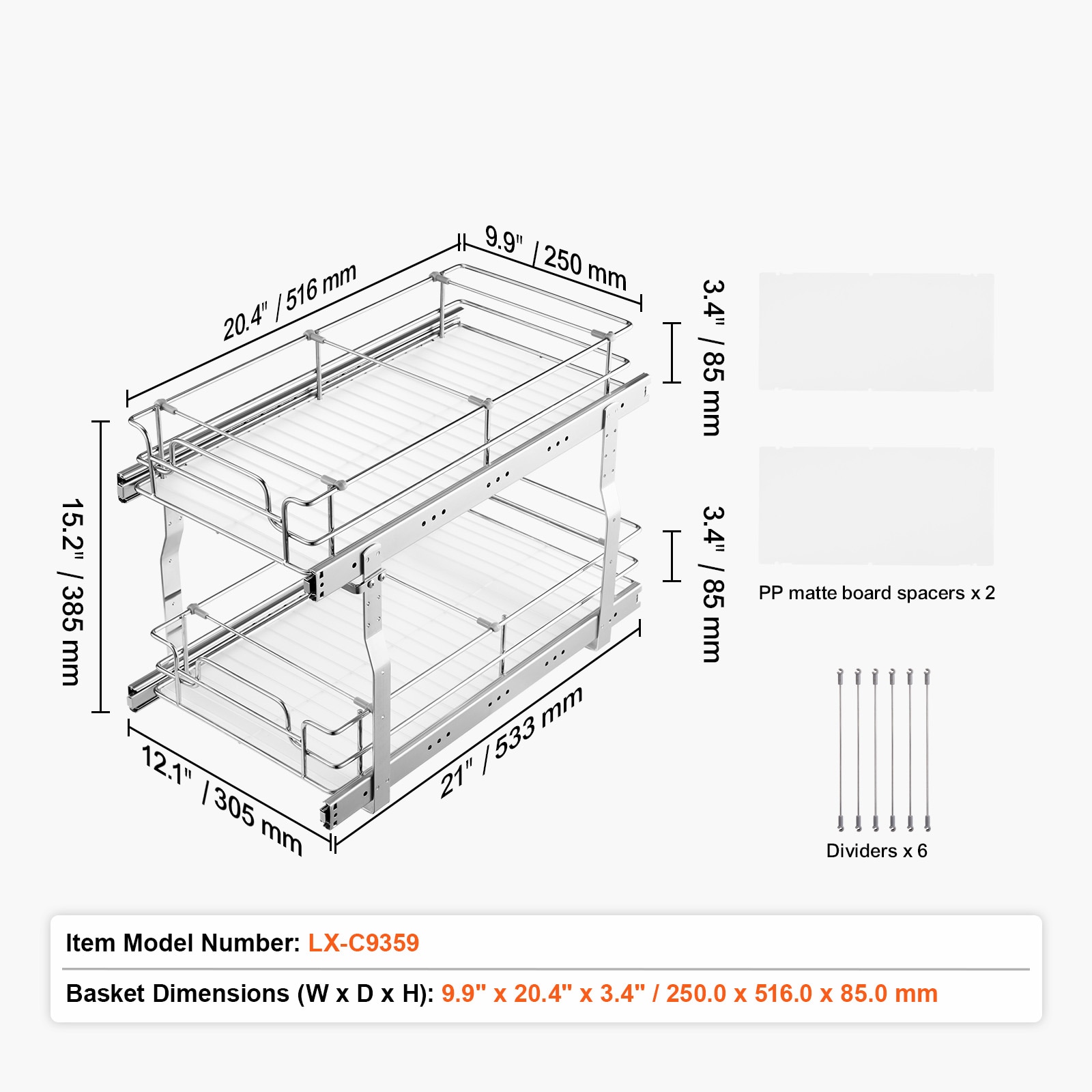 VEVOR SCFZSLLDGGEC06979V0 Pull-Out-Cabinet-Baskets - View #7