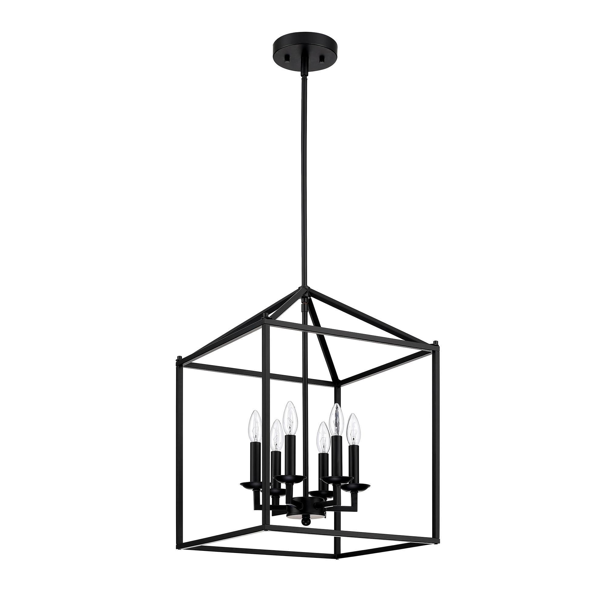 FAYMART LIGHTING FL50486-BK 6 -Light Matte Black Modern/contemporary Geometric Medium Hanging Pendant light