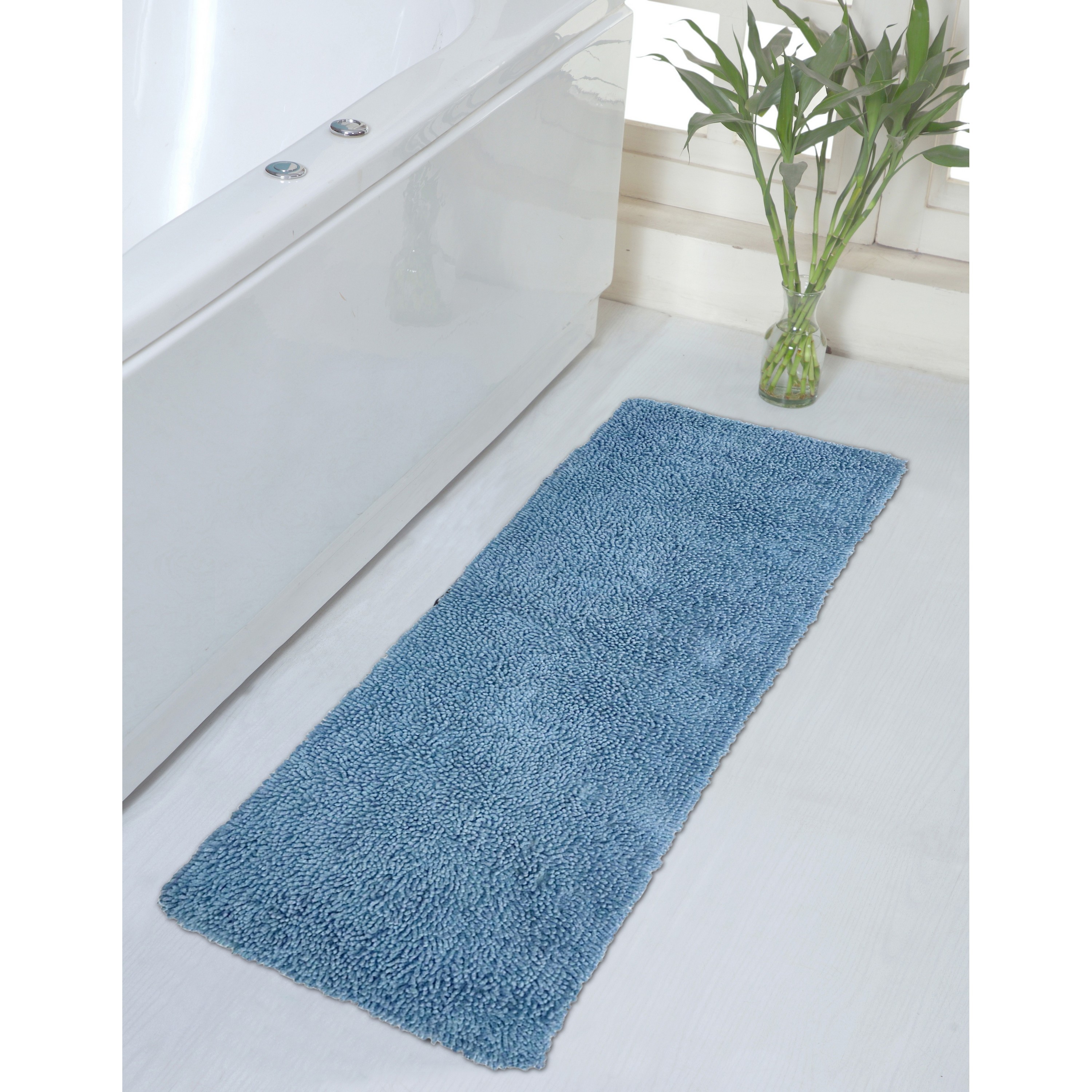 Home Weavers BFA2154BL Fantasia 21-Inches x 54-Inches Blue Cotton Bath runner