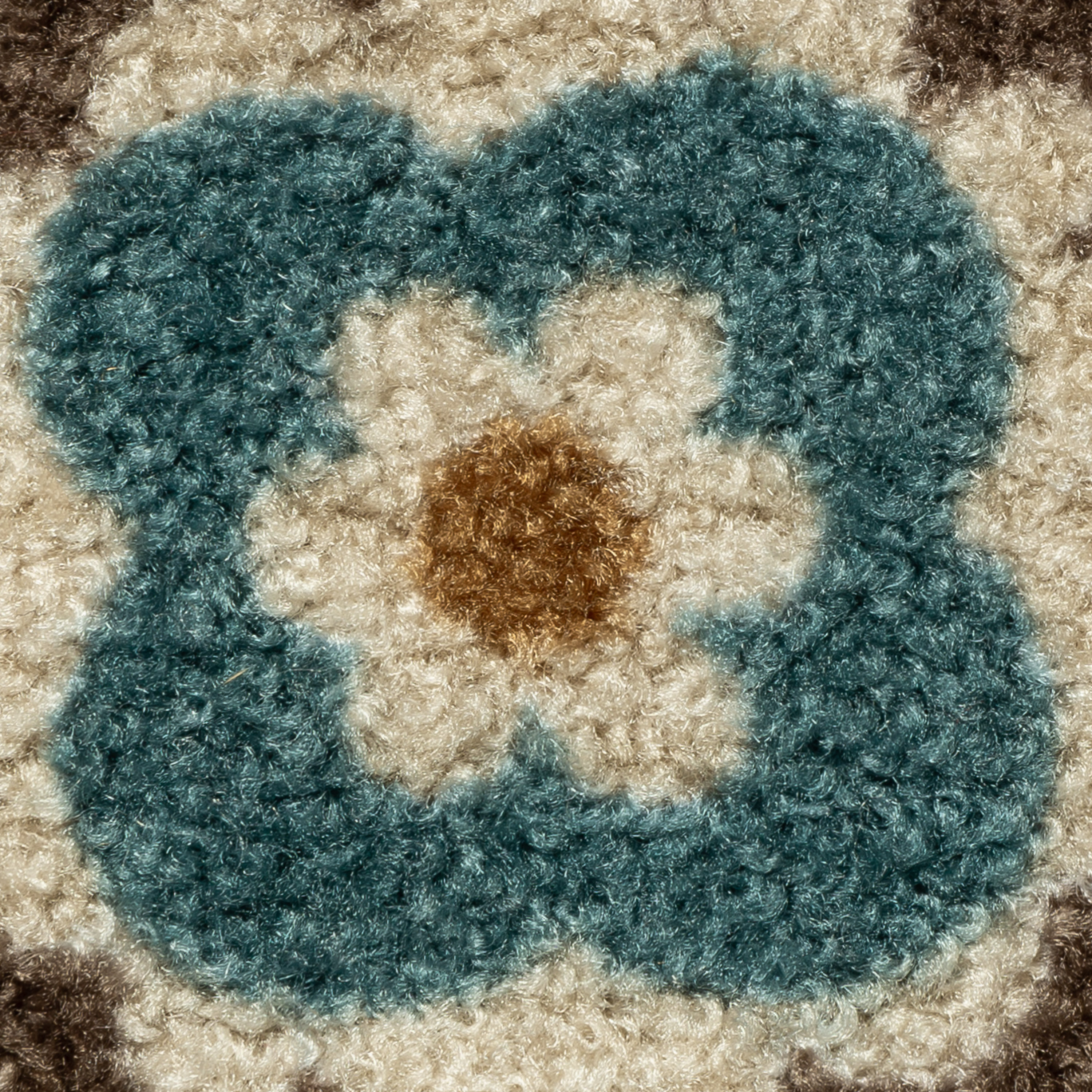 Beige Floral Tufted Washable Rectangular Rug