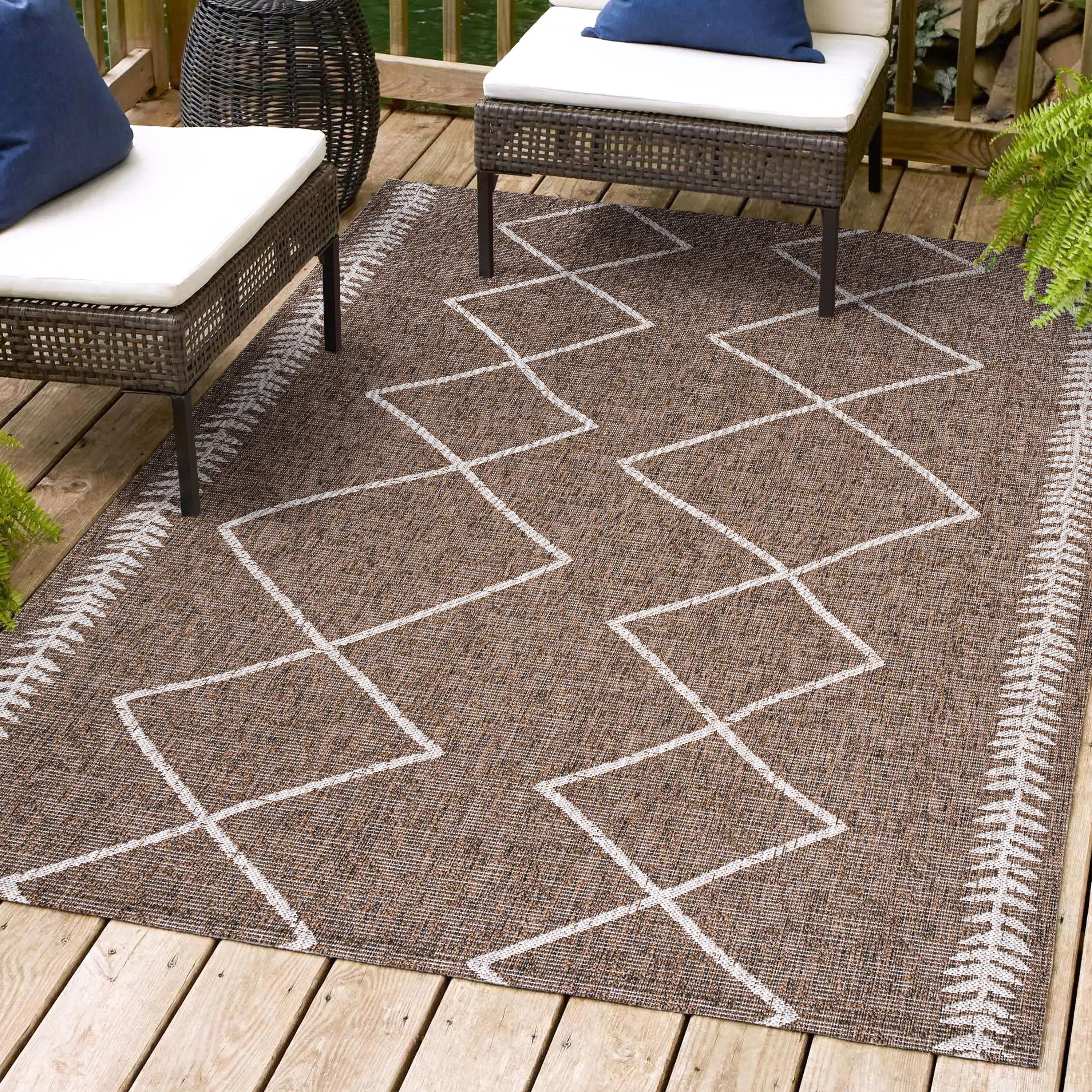 Handmade Boho-Chic Brown/Beige Trellis Synthetic 8' x 10' Area Rug