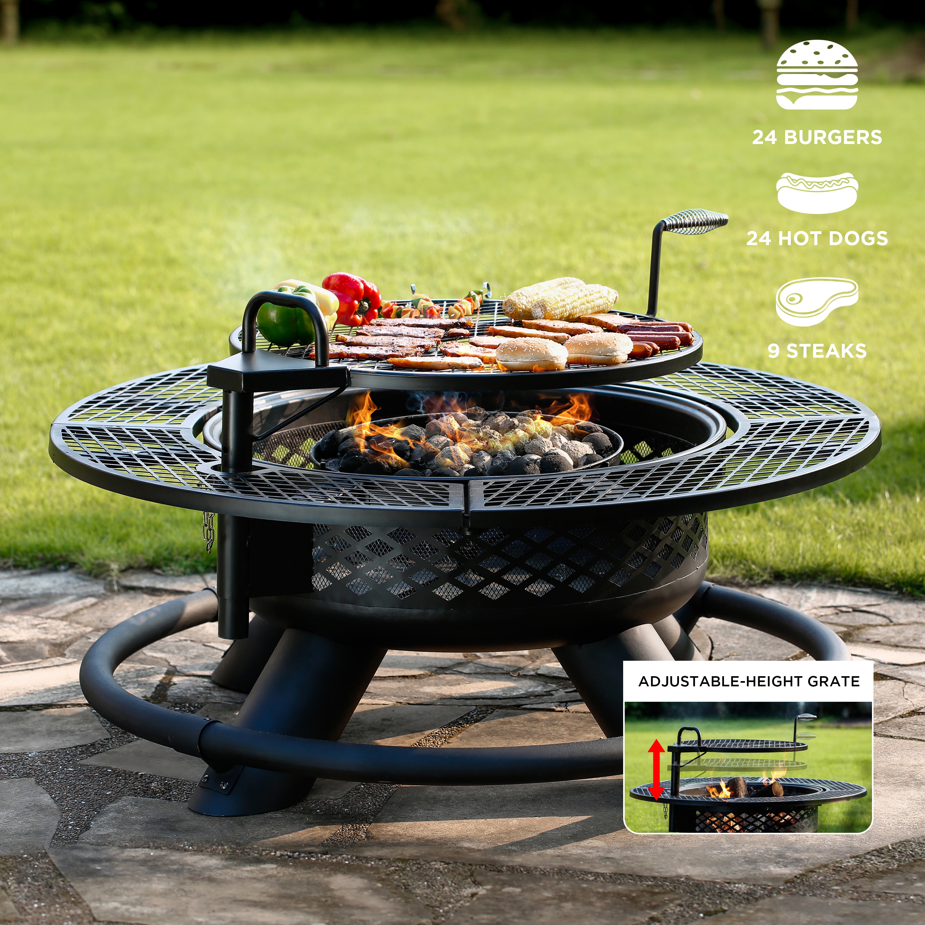 Master Forge Rancher 47.24-in W Black Steel Wood-Burning Fire Pit