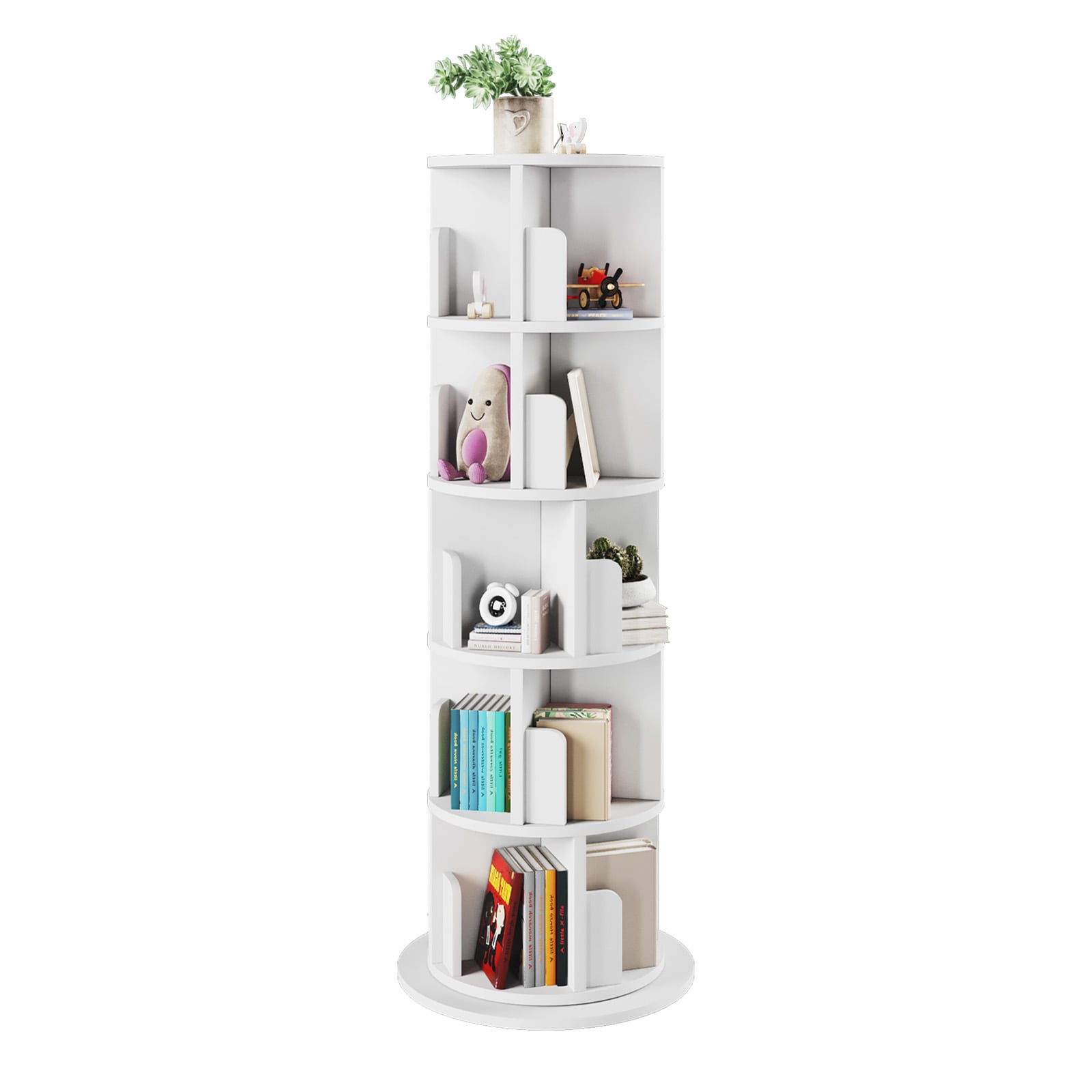 AOXUN LB05033BR White Composite 5 -Shelf Bookcase ( 15.7-in W x 62.8-in H x 15.7-in D ) Finished