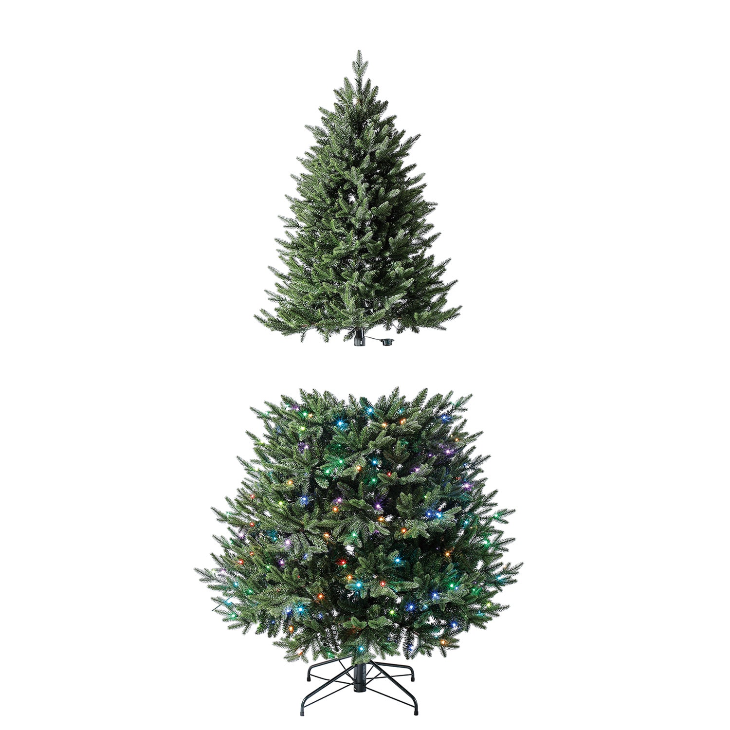 Evergreen Classics 6.5 ft Pre-Lit Vermont Spruce Quick Set Artificial  Christmas Tree, Remote-Controlled Color-Changing LED Lights