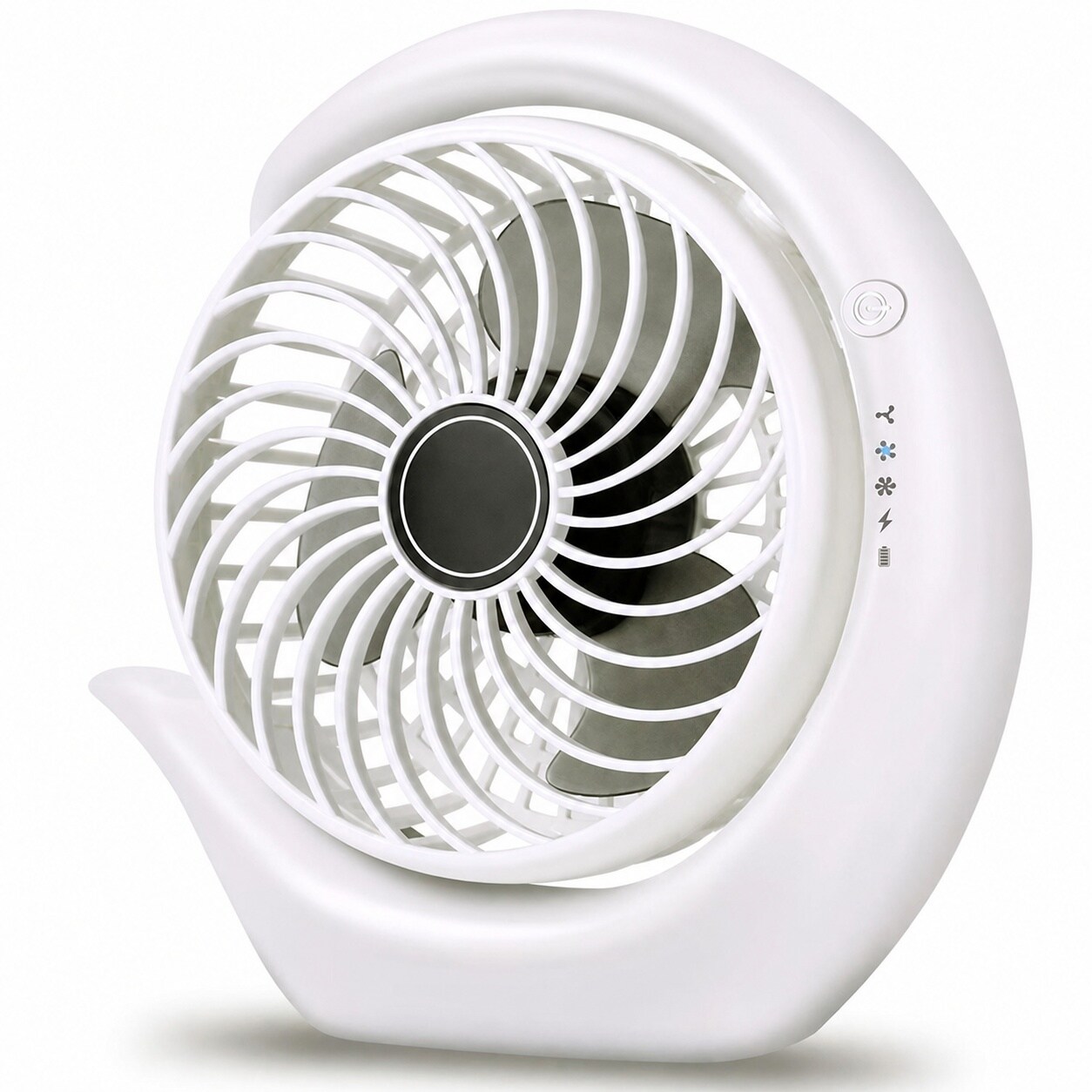 AKSCYZM  Portable Small Desk Fan 3 Speed Settings Quiet Operation 180 Degree Rotation Strong Wind for Office Home Dorm White Light Black Blade 1