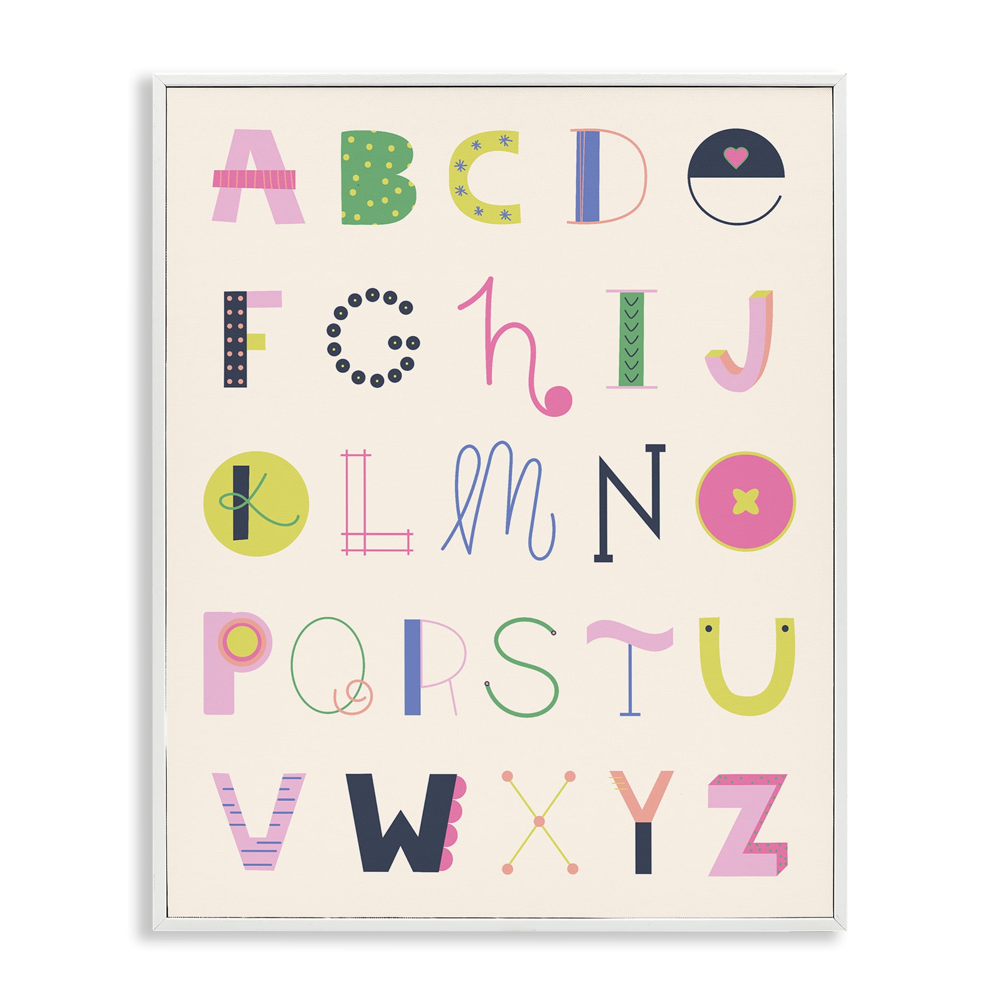 Stupell Industries BT-502-WFR-11X14 Eclectic Alphabet Letters White Framed Giclee Art By Sazerelli Designs 11 x 14