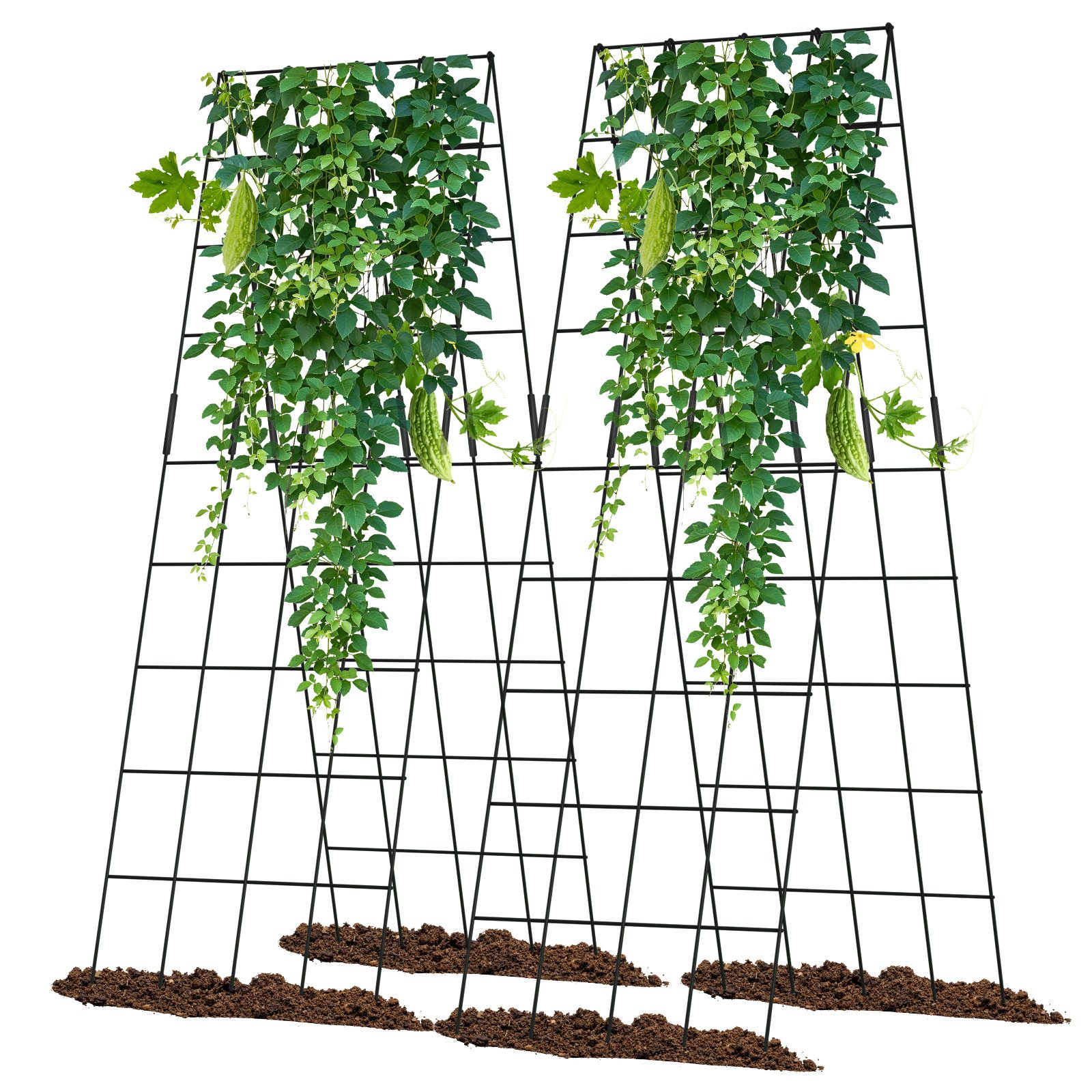 Esazn - 2 Pack Foldable A Frame Garden Trellis 15.75-in W x 59.05-in H Black Steel Garden Trellis...