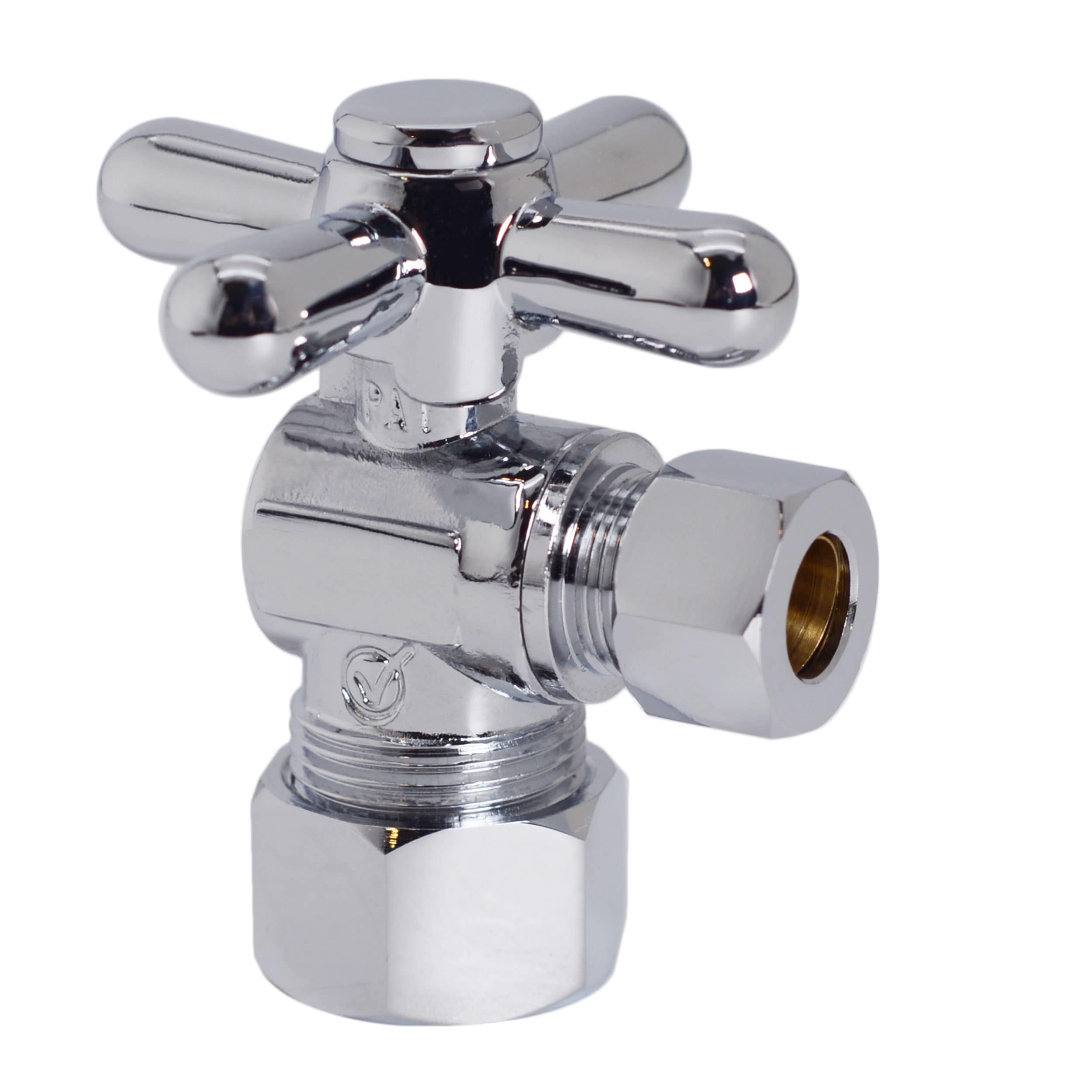 WESTBRASS D105BX-26 1/2-in Compression x 3/8-in Compression Brass Quarter Turn Stop Angle Valve
