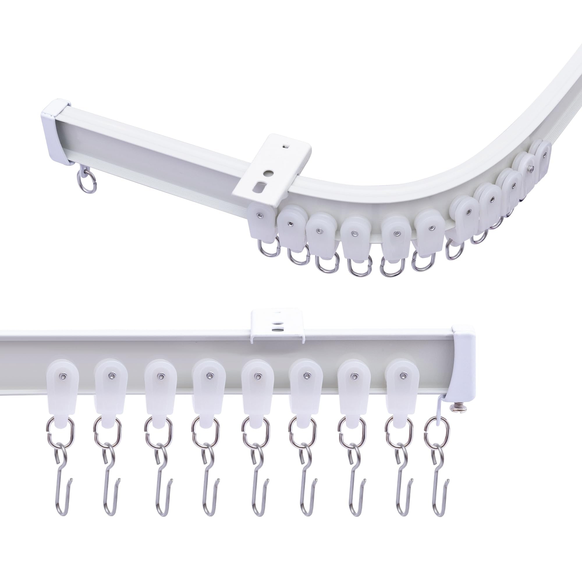 Lukvuzo - 1 Piece 6ft Flexible Bendable Ceiling Curtain Track Heavy Duty Aluminum Rail with Hook...