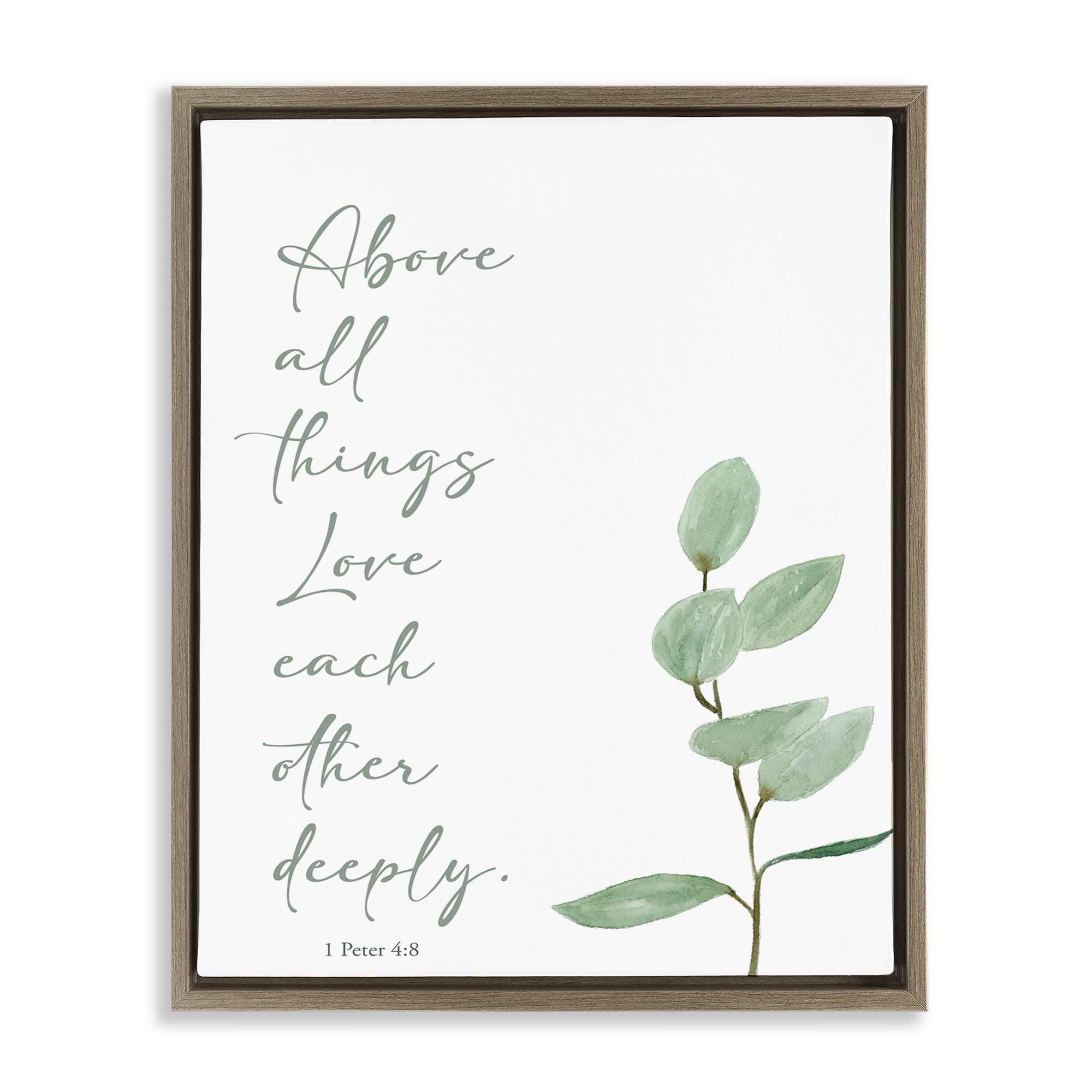 Stupell Industries BS-824-FFE-24X30 Love Each Other Deeply Brown Framed Floater Canvas Wall Art By Lucille Price 25 x 31