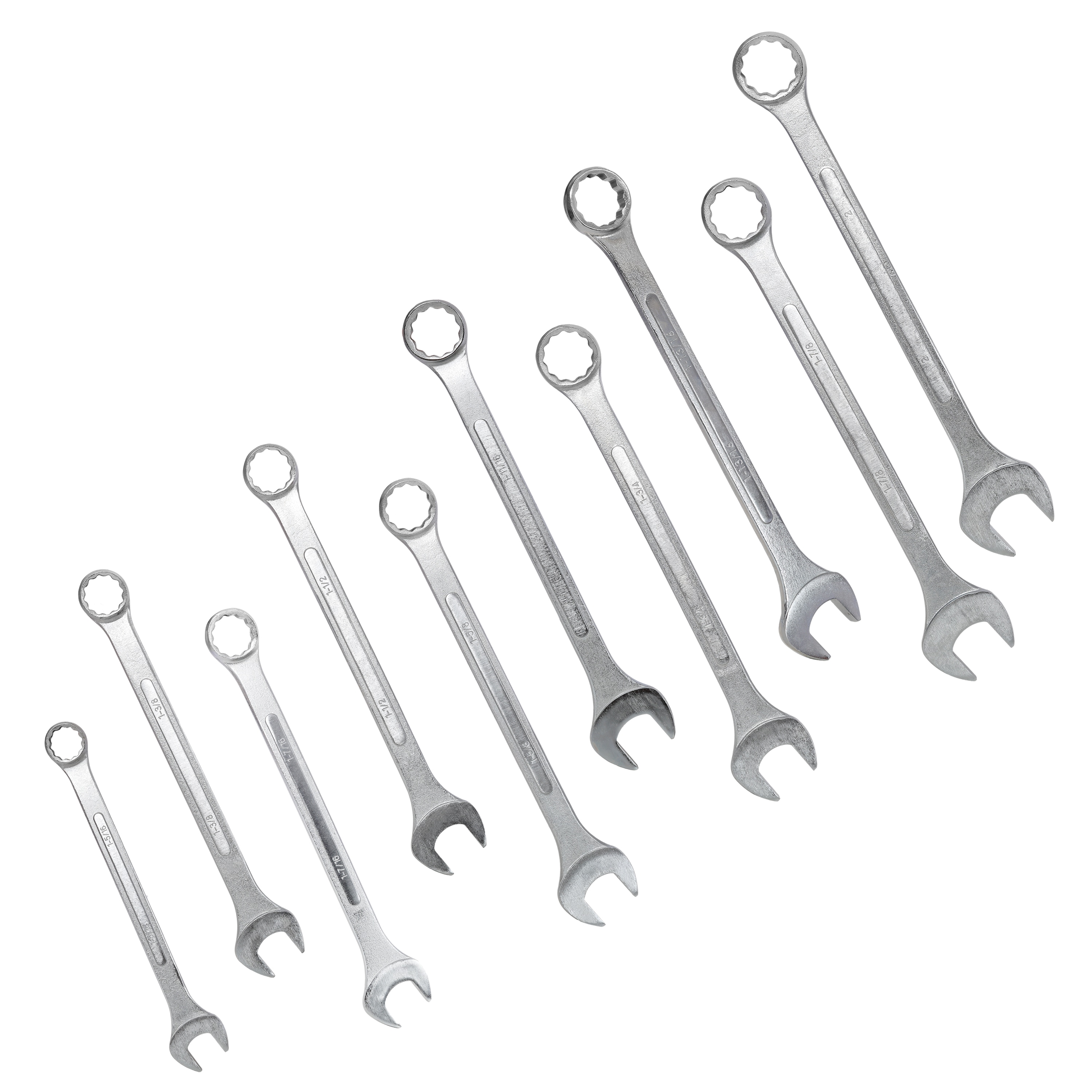 Tinyhomie 10pcs SAE Jumbo Combination Wrench Set Extra Larget SAE 1-5/16in 1-3/8in 1-7/16in 1-1/2in 1-5/8in 1-11/16in 1-3/4in 1-13/16in 1-7/8in 2in Chrome Plated Green Storage Bag