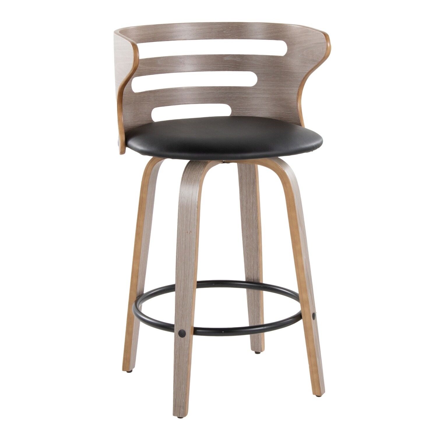 FlowLuxe Black Faux Leather Counter Stool 18 in featuring Swivel Seat ...