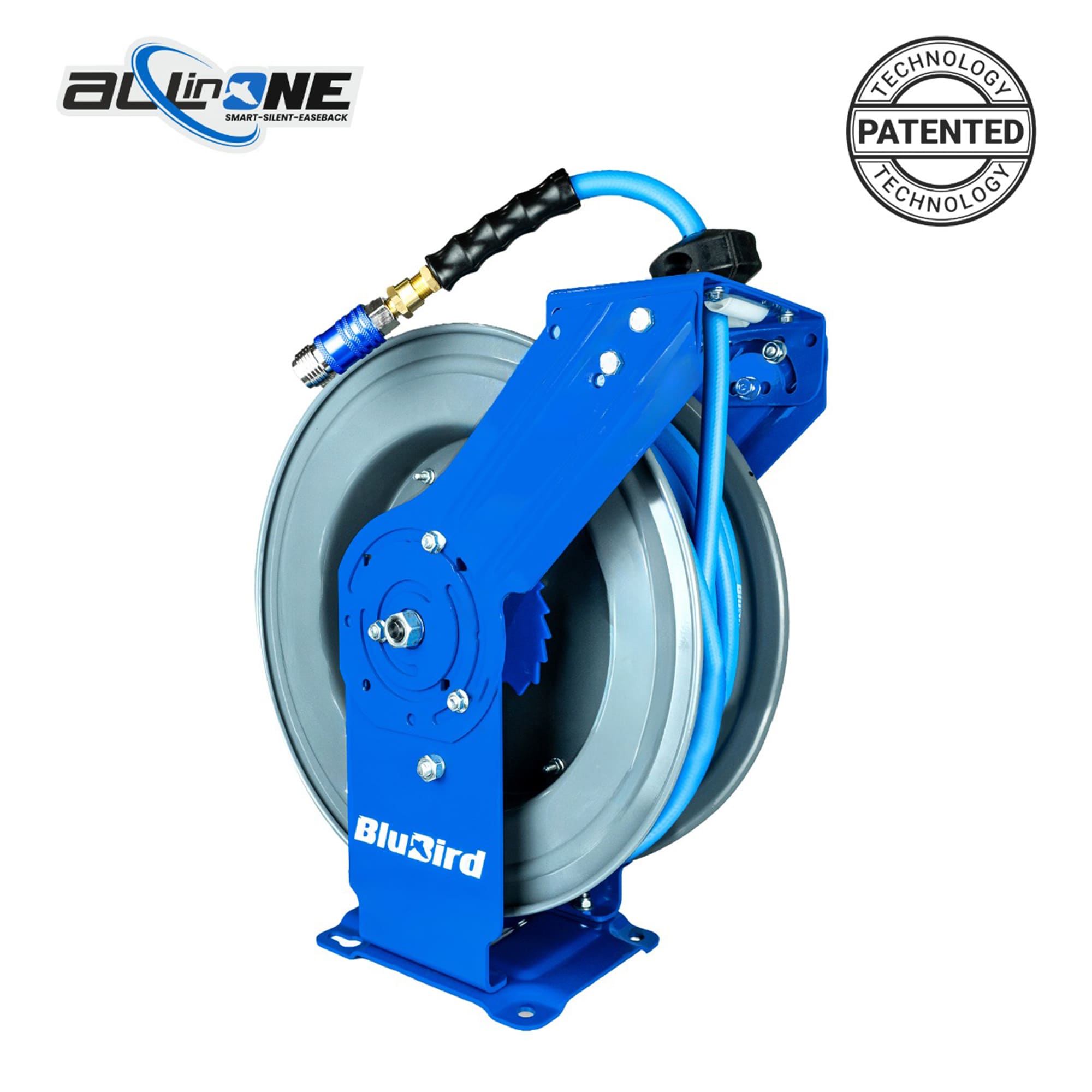 BluBird BBRDA12100-AIO  Slow Retractable Air Hose Reel 1/2-in x 100-ft Dual Arm