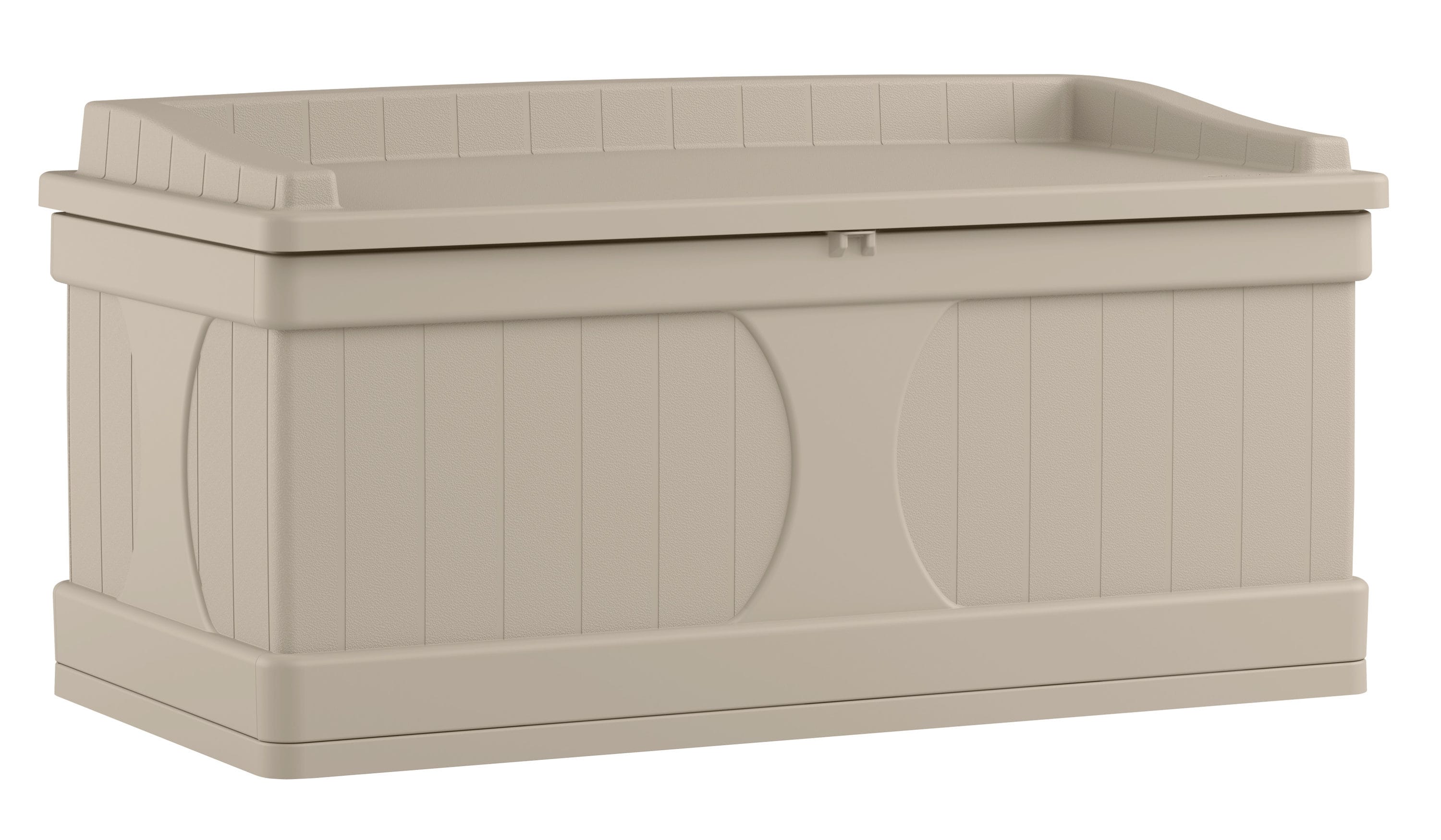 Suncast 46.125-in L x 9.75-in 78-Gallons Taupe Plastic Deck Box in the Deck  Boxes department at