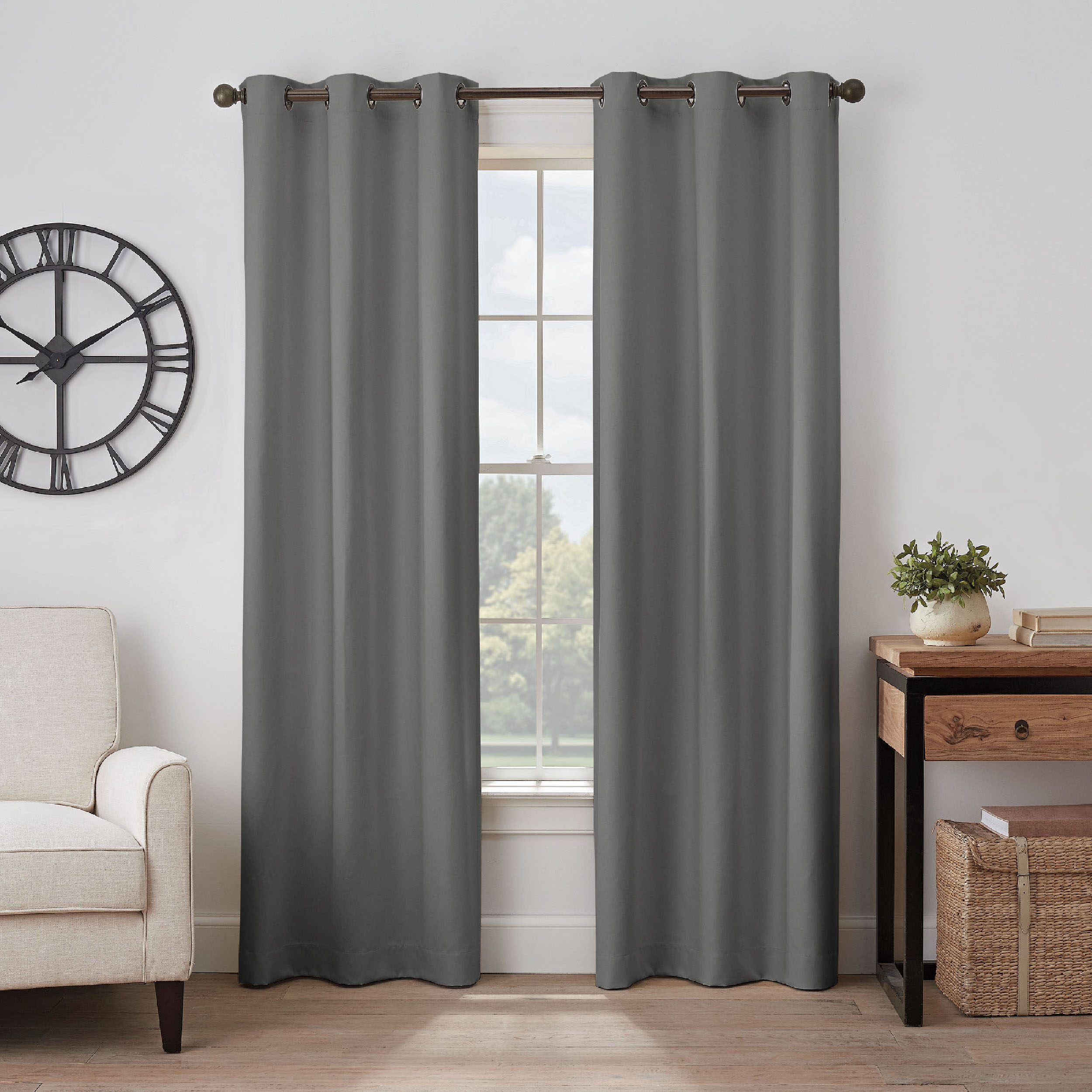 Eclipse 18602040X095DCR 95-Inches Dark Charcoal Blackout Standard lined Rod pocket Single curtain panel