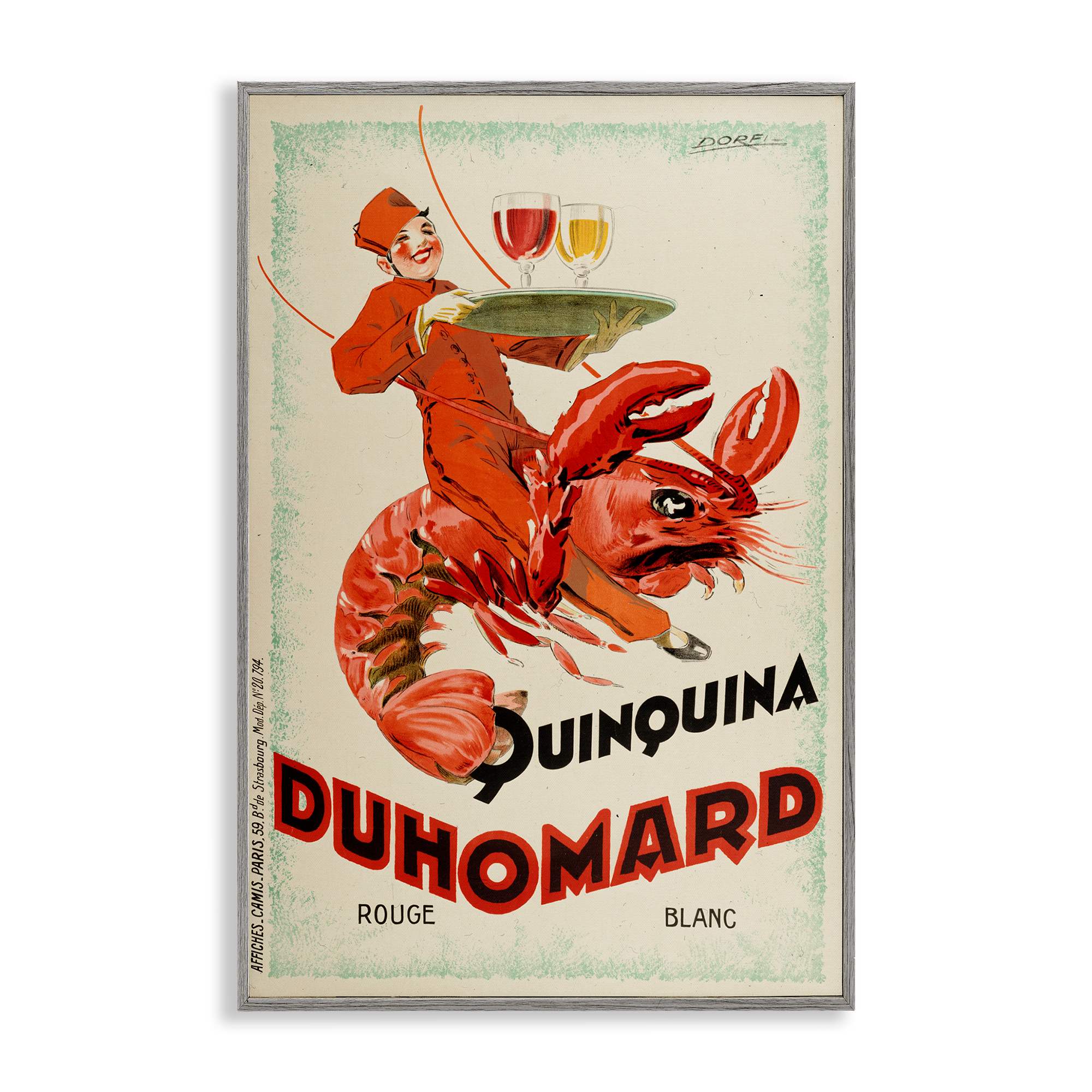 Stupell Industries -  Vintage Lobster Advertisement Gray Framed Giclee Art By Marcus Jules 20 x 30