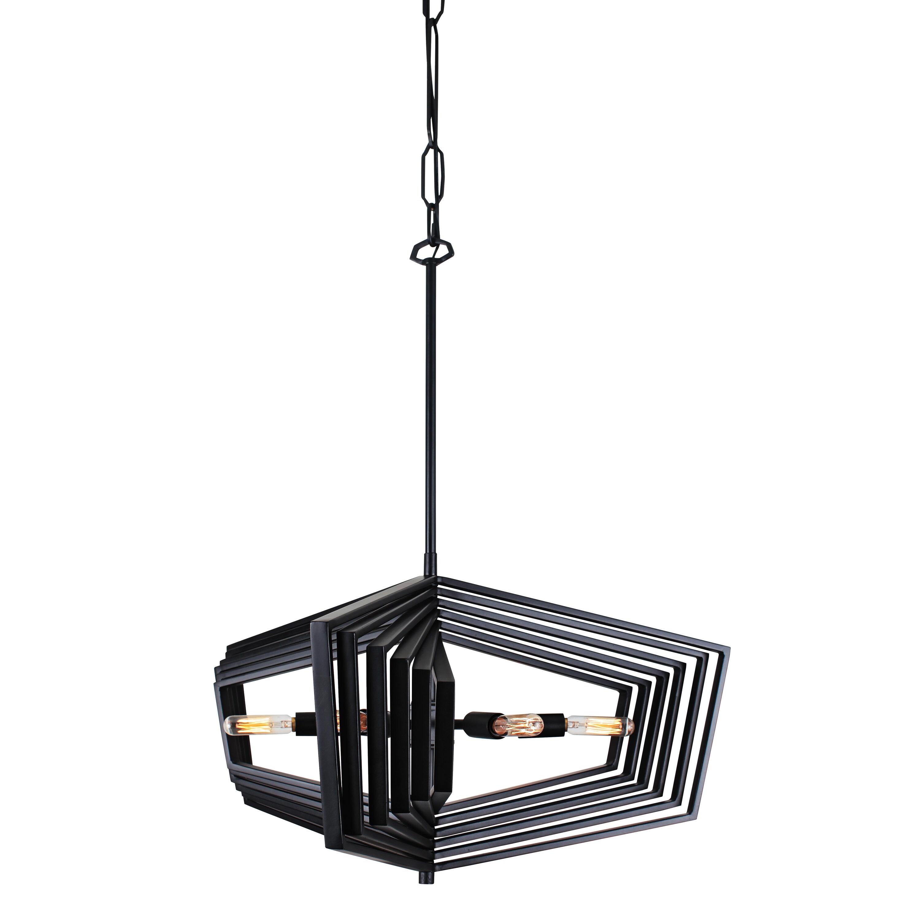 Varaluz 262P06BL Gymnast 6 -Light Black Transitional Geometric Hanging Pendant light