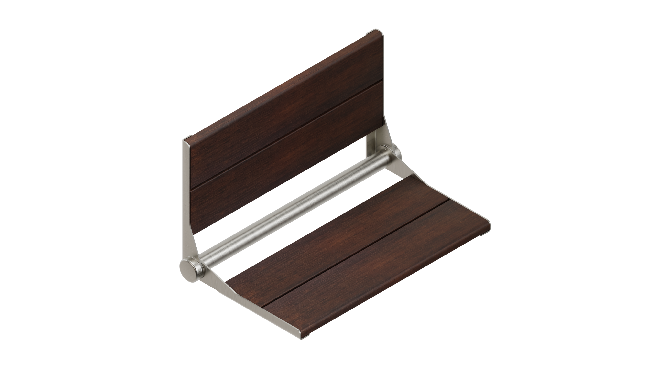 Invisia INV-WSFD-26-MED-BS Medium Stain Brushed Stainless Frame Bamboo Wall mount Shower seat