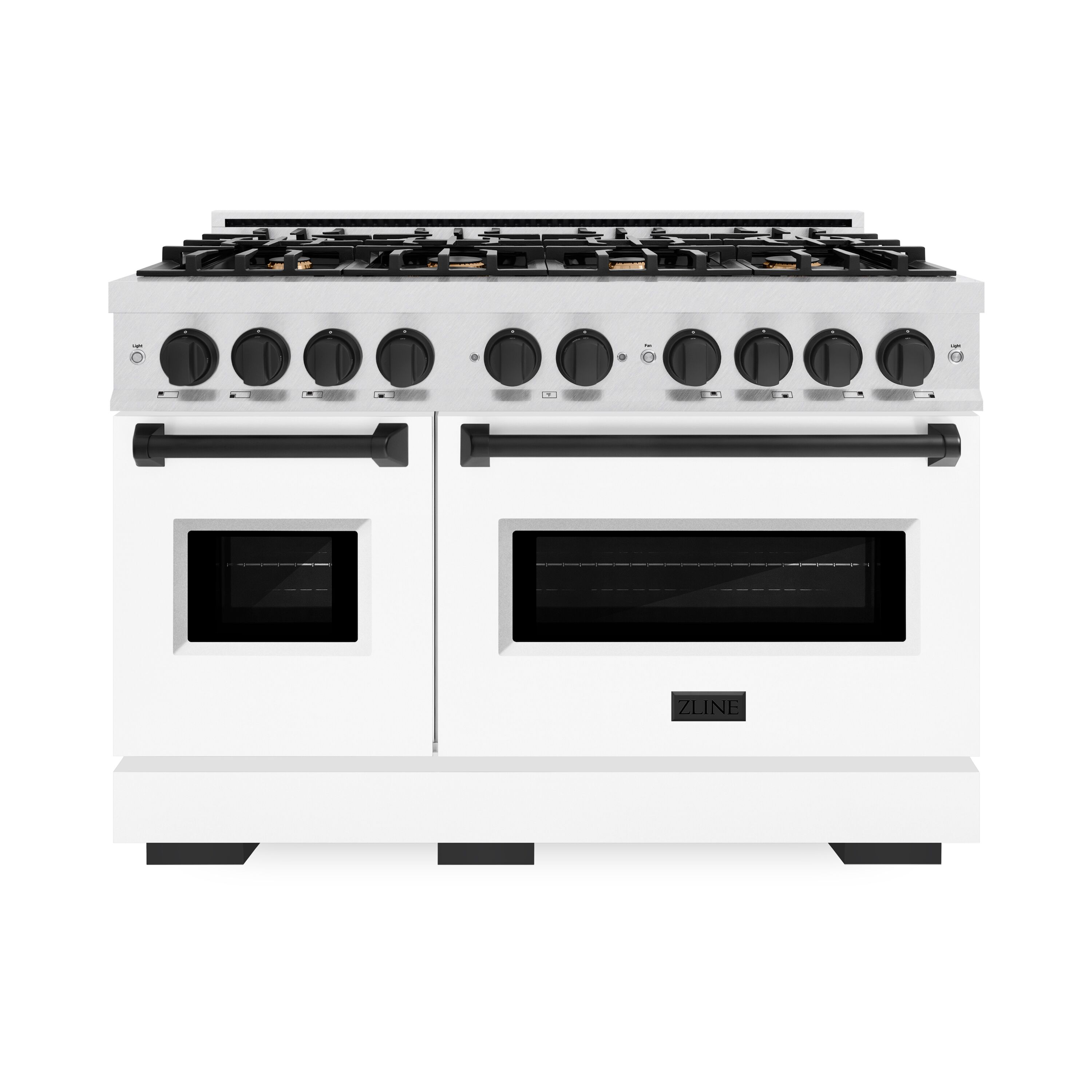 ZLINE KITCHEN & BATH CDRSZ-WM-48-MB Classic 48-in Standard 4.2-cu ft / 2.5-cu ft Convection Oven Freestanding Double Oven Dual Fuel Range ( Stainless Steel, White Matte Door, Matte Black Accents )